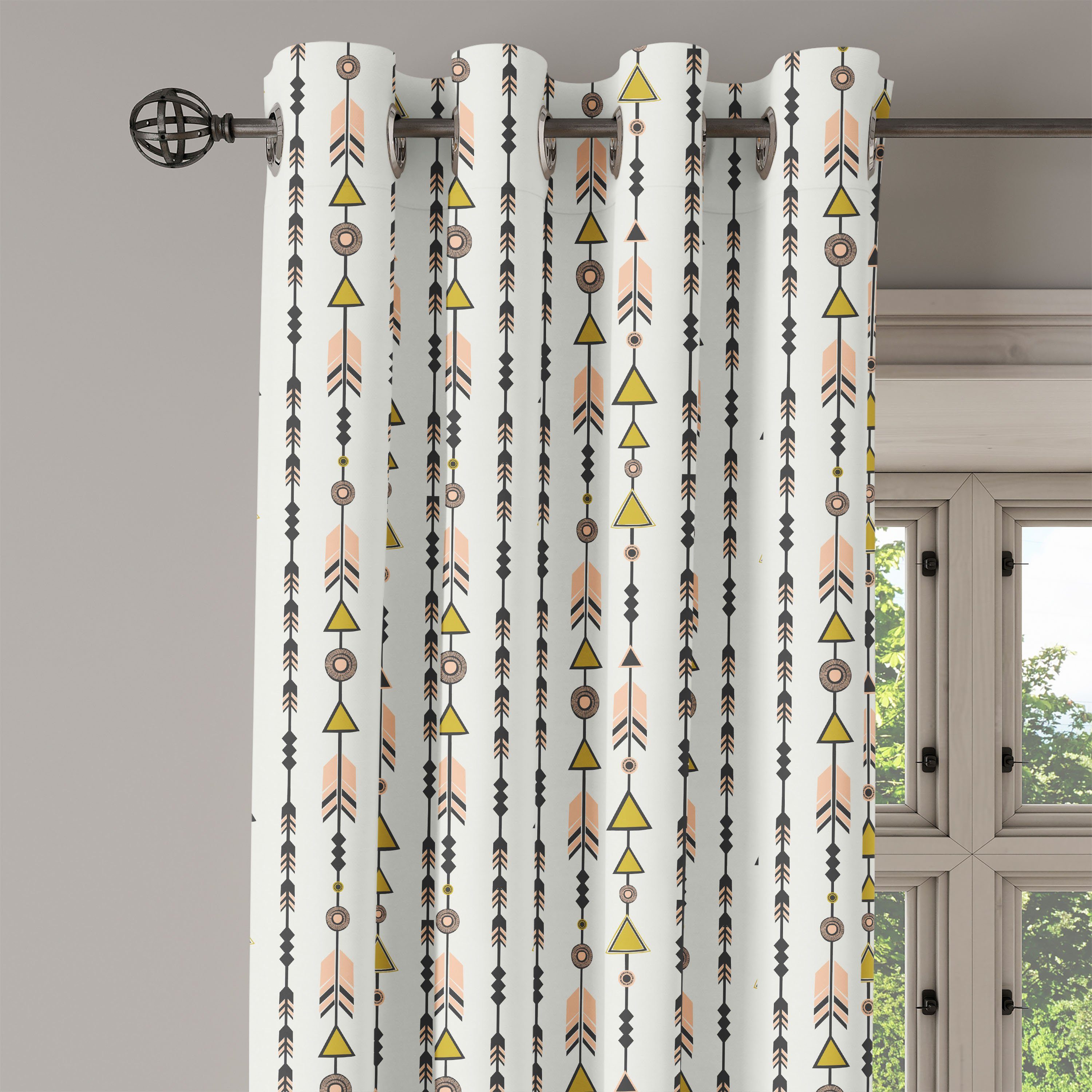 Abakuhaus, für Style Boho Retro 2-Panel-Fenstervorhänge Schlafzimmer Pfeil Dekorative Wohnzimmer, Gardine