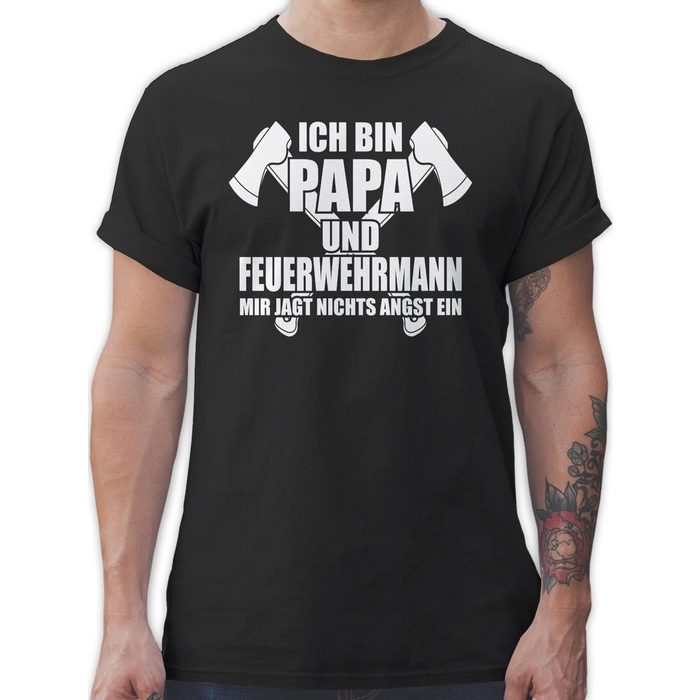 Shirtracer T-Shirt Ich bin Papa Feuerwehr - Feuerwehr Geschenk - Herren Premium T-Shirt feuerwehr tshirt männer - papa leiberl