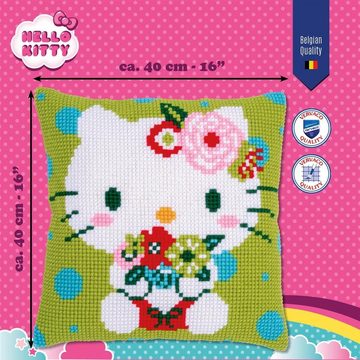 Vervaco Kreativset Kreuzstichkissenpackung Hello Kitty Green Floral, (Set, Vervaco embroidery Kit), Made in Europe