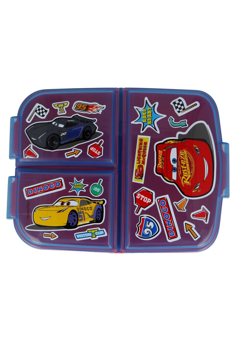 Vesperdose Cars Brotdose McQueen Disney Rusteze, Lightning mit BPA-frei Lunchbox 3 Fächern