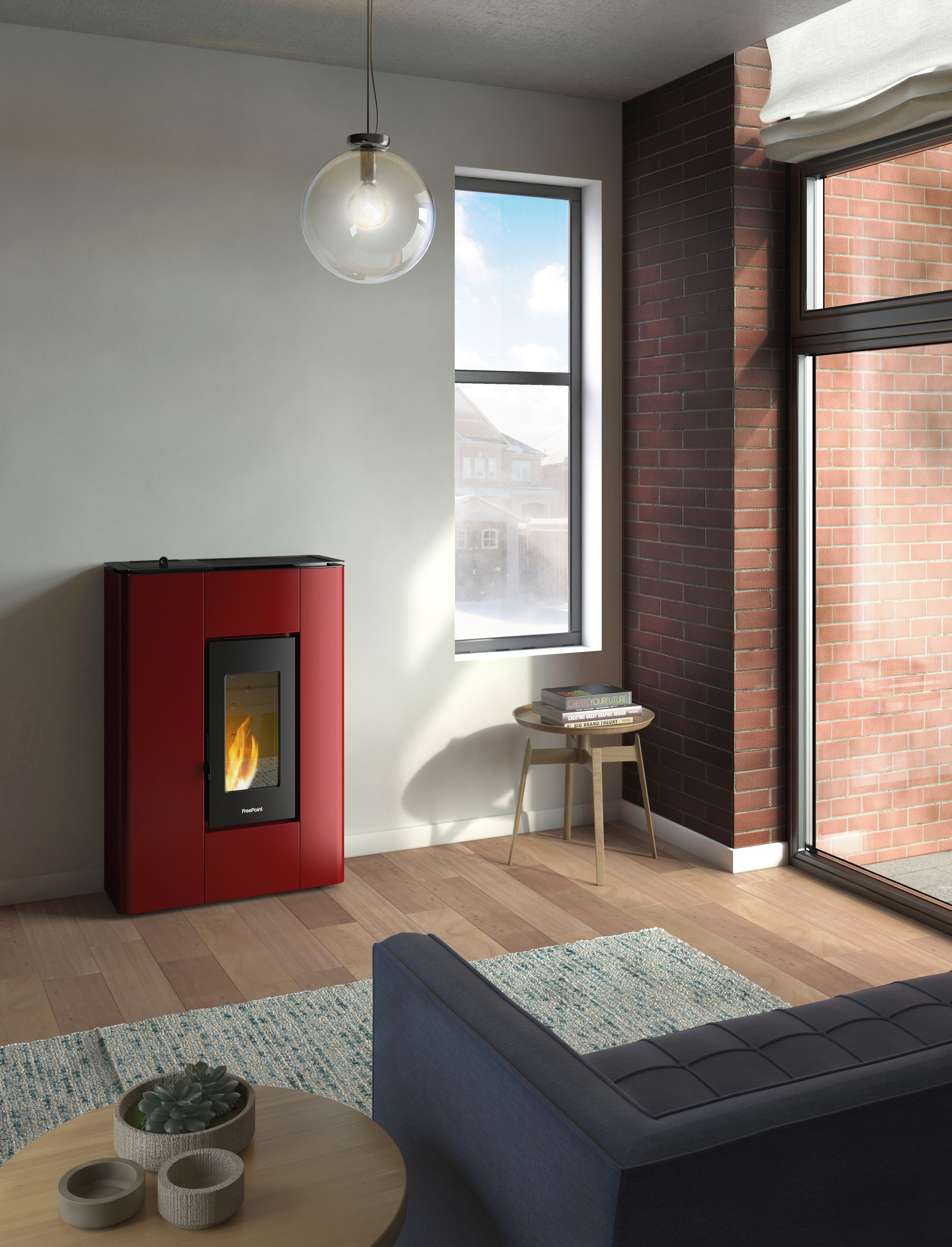 Freepoint Pelletofen »Atrium 5« Bordeaux, 5,2 kW, Zeitbrand