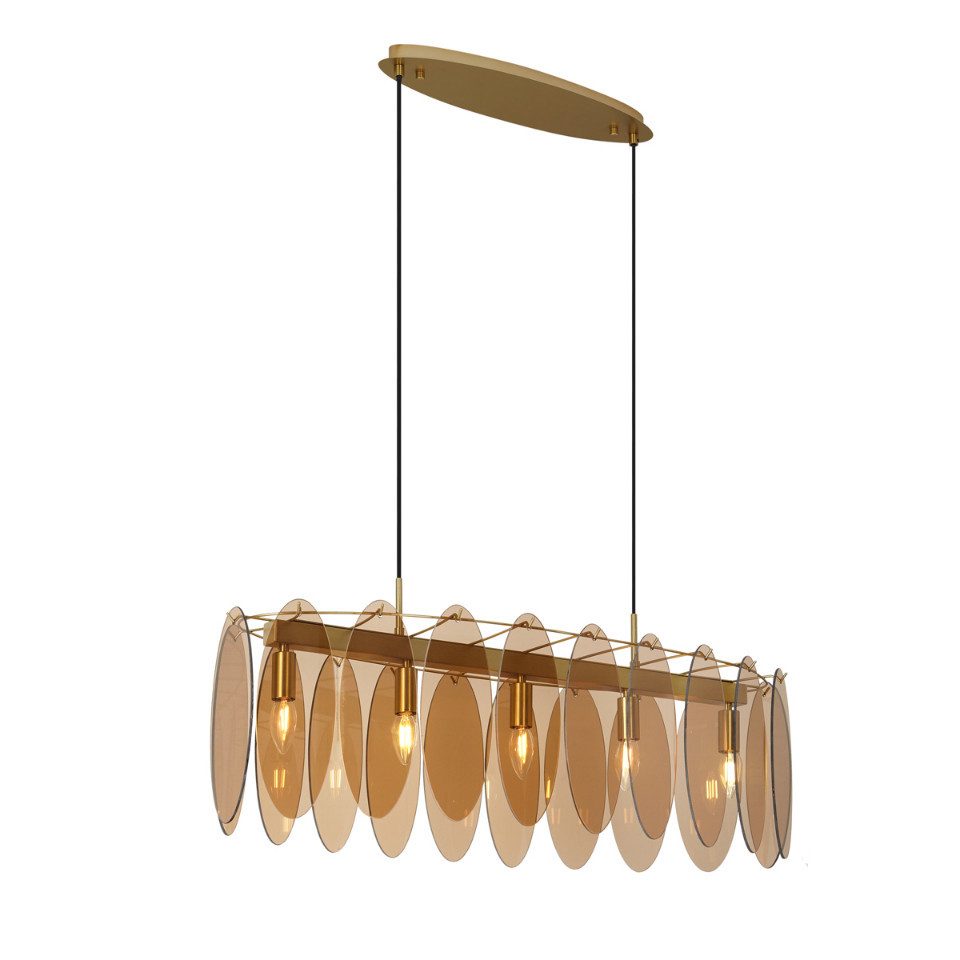 Qazqa Pendelleuchte Mochan, ohne Leuchtmittel, Warmweiß, QAZQA Hängeleuchte, e14, gold, Glas, Art Deco