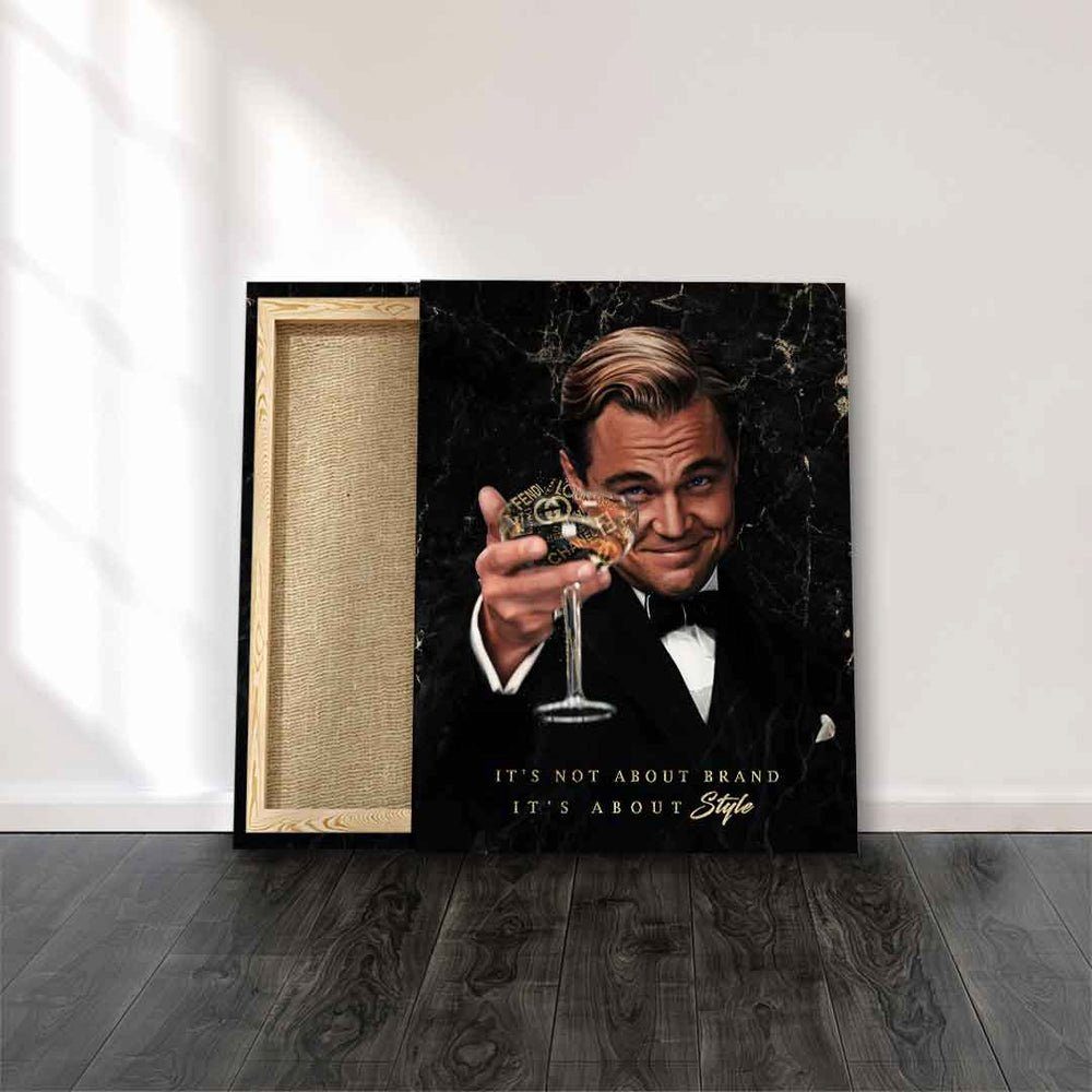 DOTCOMCANVAS® Leinwandbild, Leinwandbild Der goldener Wall große Leonardo Ch of Rahmen Street DiCaprio Gatsby Wolf