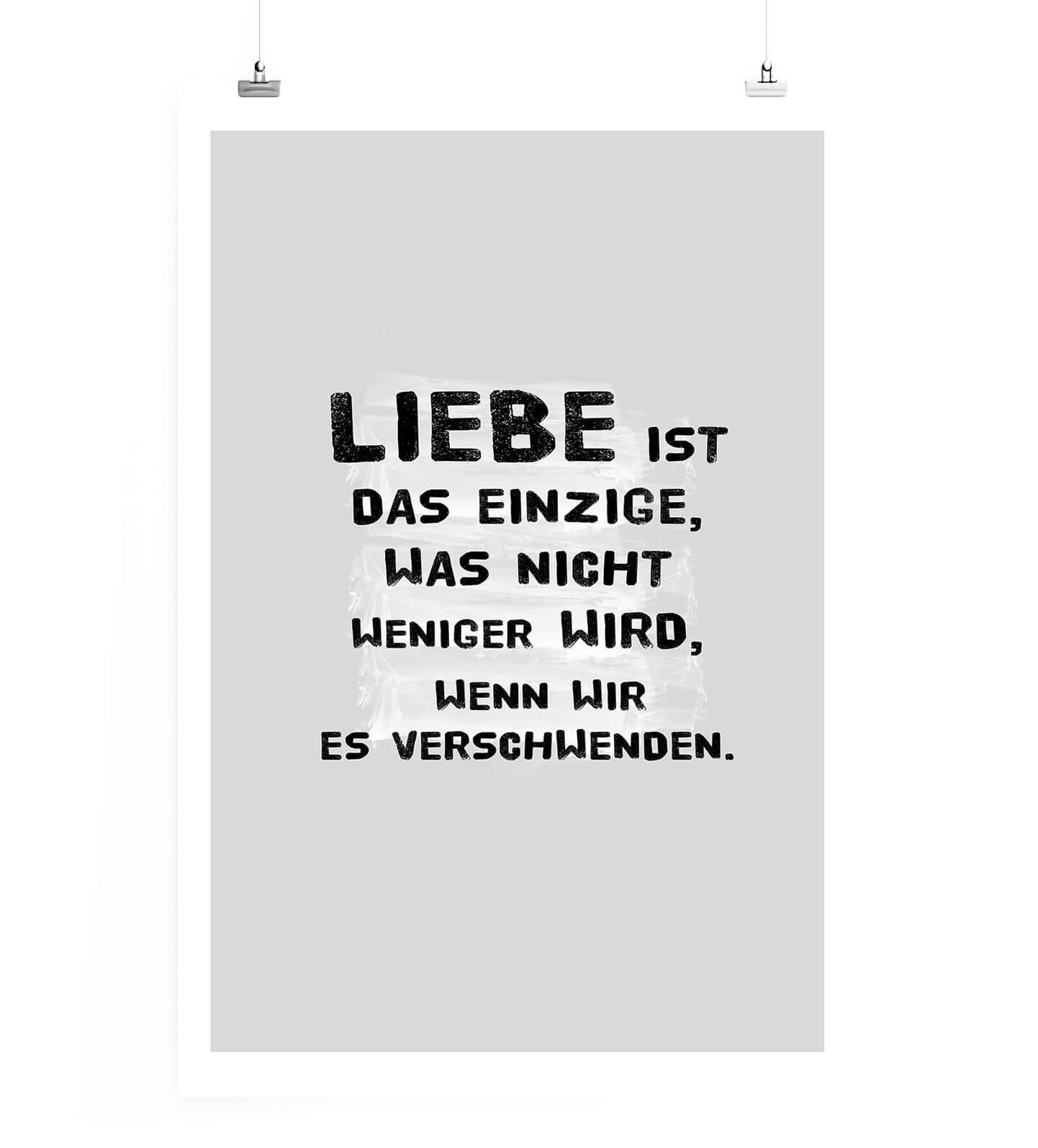 Sinus Art Leinwandbild Poster in 60x90cm Liebe ist das einzige, was