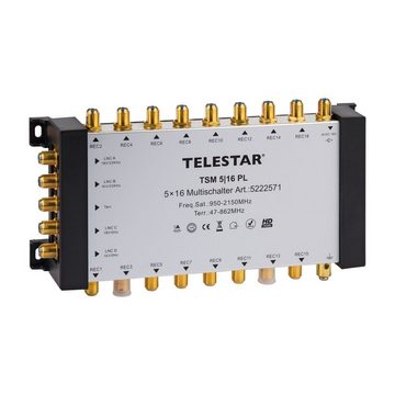 TELESTAR SAT-Multischalter TSM 5/16 PL Multischalter Versorgung bis zu 16 Teilnehmern, zum Anschluss eines Quattro-LNB, 1 Satellit