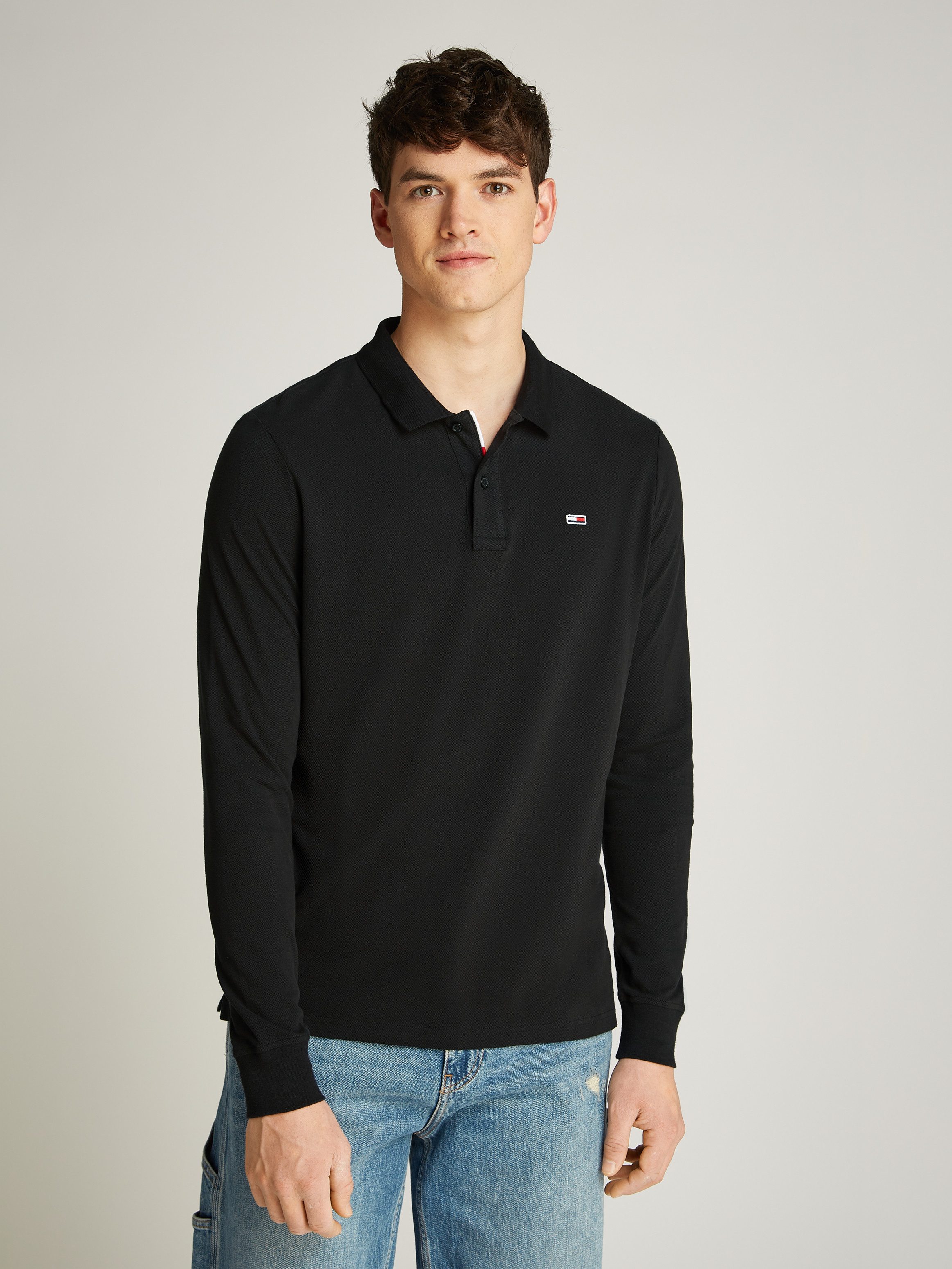 Tommy Jeans Plus Langarm-Poloshirt TJM SLIM PLACKET POLO LS EXT in Großen G günstig online kaufen