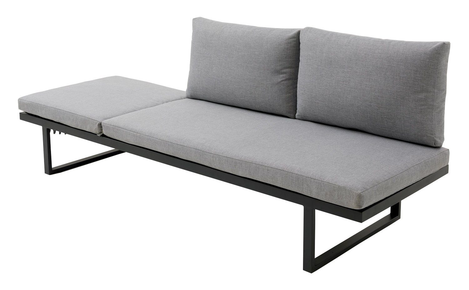 Outdoor Gartenbank BURGAS, Aluminium, Dunkelgrau, B 207 cm, verstellbar, mit Auflage und Kissen