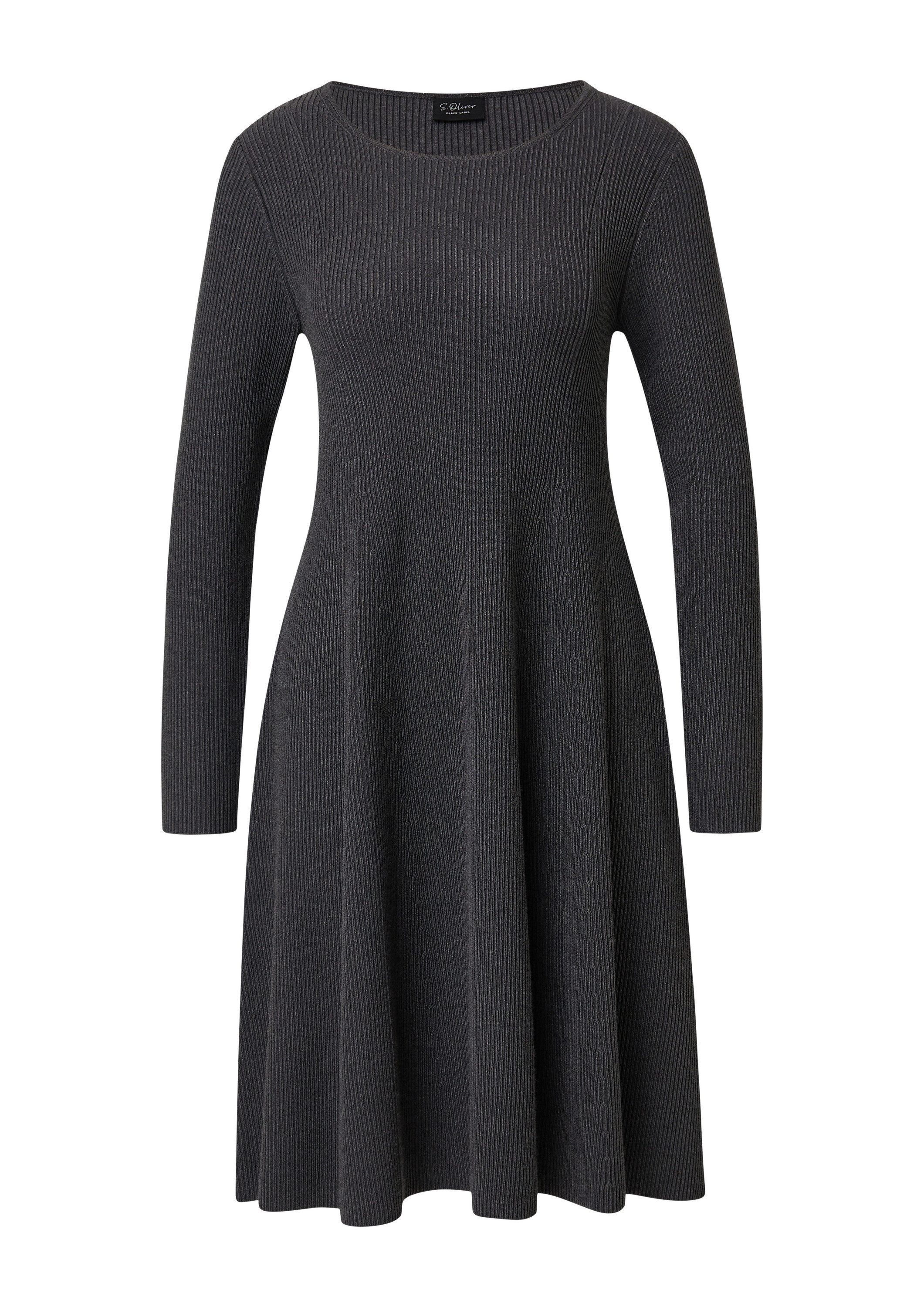 s.Oliver Midikleid Kleid Ausgestelltes Feinstrick-Kleid mit Rippstruktur
