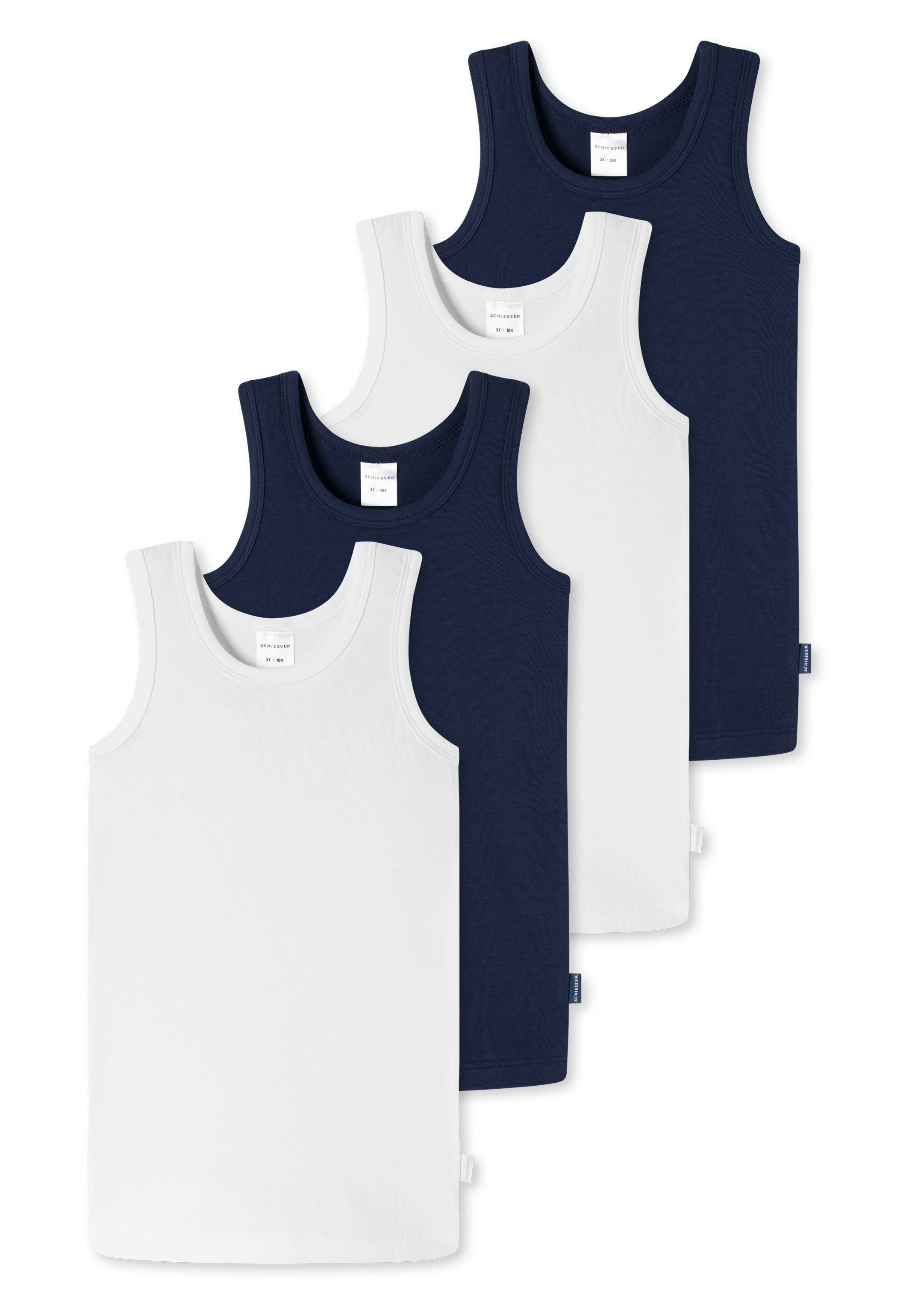Schiesser Unterhemd 4er Pack Kids Boys 95/5 Organic Cotton (Spar-Set, 4-St) Unterhemd / Tanktop - Baumwolle