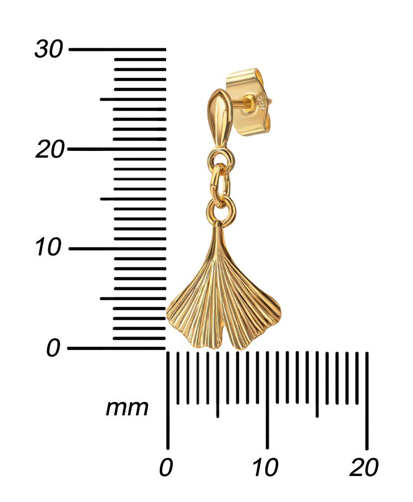 Ohrschmuck, (Gold in Ohrstecker Paar Ginkgo 2-tlg., Gold - JEVELION Goldstecker Damen), 333 Ohrstecker für Germany Made