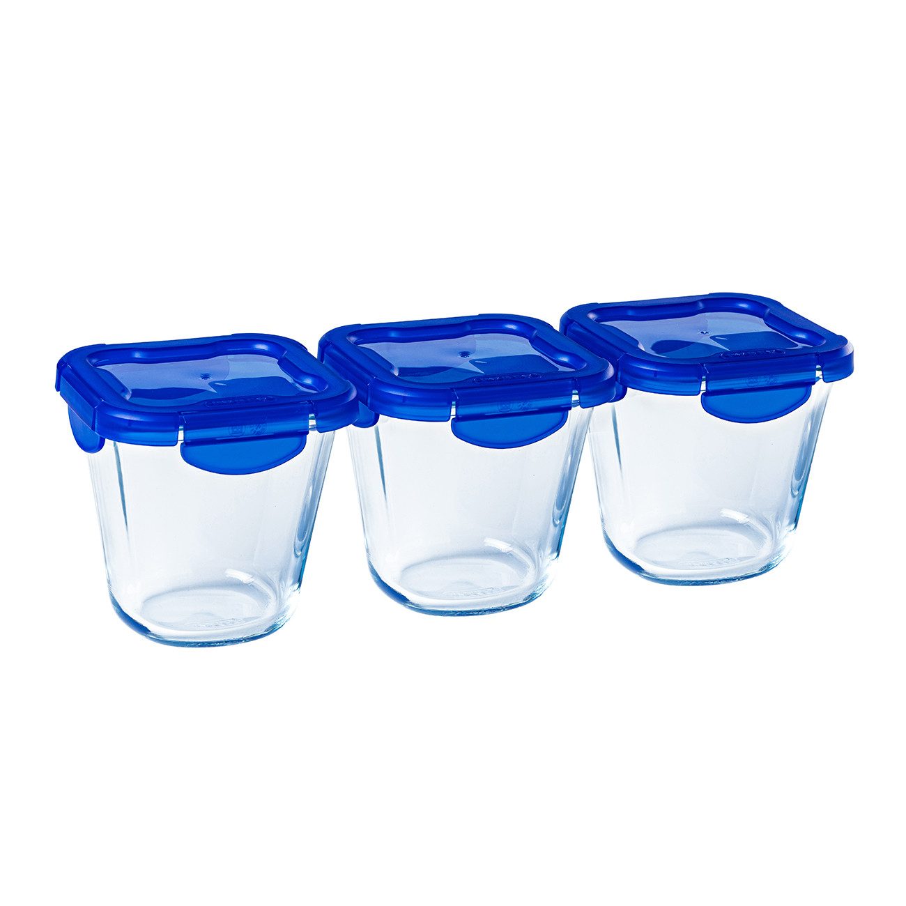 PYREX Frischhaltedose Cook & Go, Borosilikatglas, (Frischhaltedosen-Set, 3-tlg., quadratisch, je 0,8 l), luftdicht, auslaufsicher, mikrowellengeeignet, gefriergeeignet