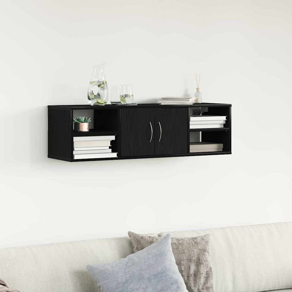 vidaXL Wandregal, Wandregal Schwarz Eichen-Optik 102 x 30 x 29 cm Holzwerkstoff