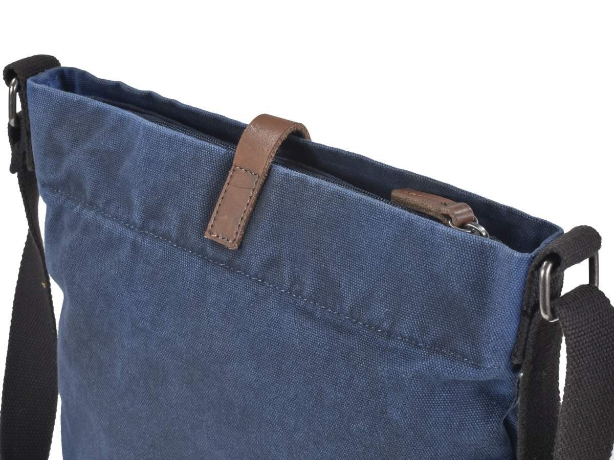 Blue used mit Schultertasche, Look Greenburry Edition, Umhängetasche Aviator 33x33cm Canvas Messenger Lederbesatz,