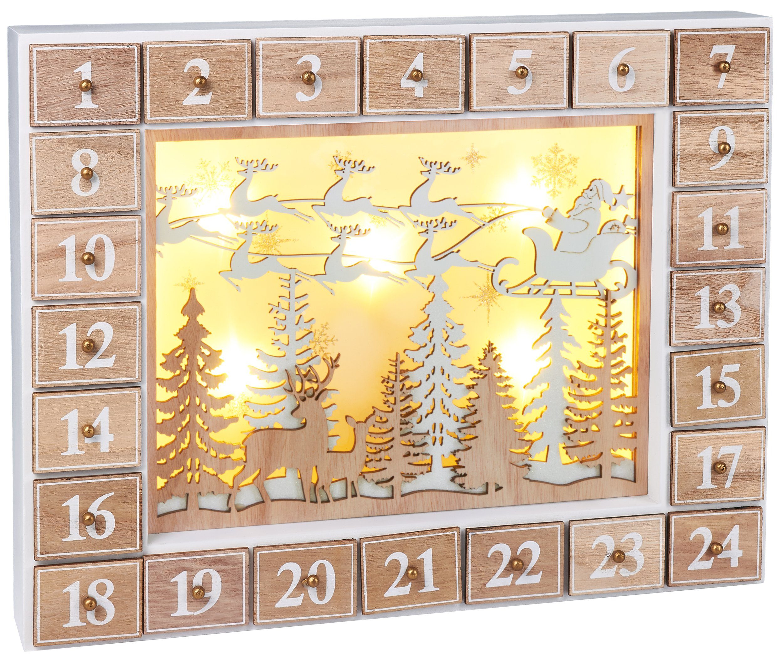 BRUBAKER Adventskalender Zum Befüllen - Schwarz Weiß Design - 24 Schubladen 32,5cm Wiederverwendbar