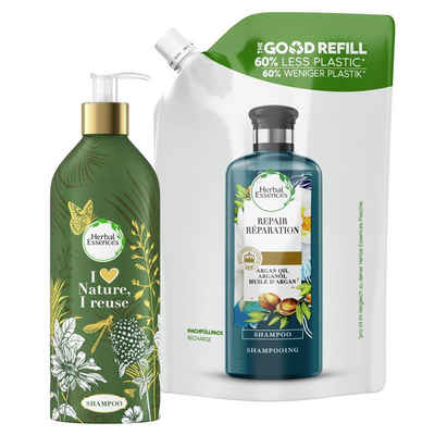 Herbal Essences Haarshampoo Repair Starter-Set - Nachfüllbare Aluminiumflasche + Nachfüllpack - 910 ml