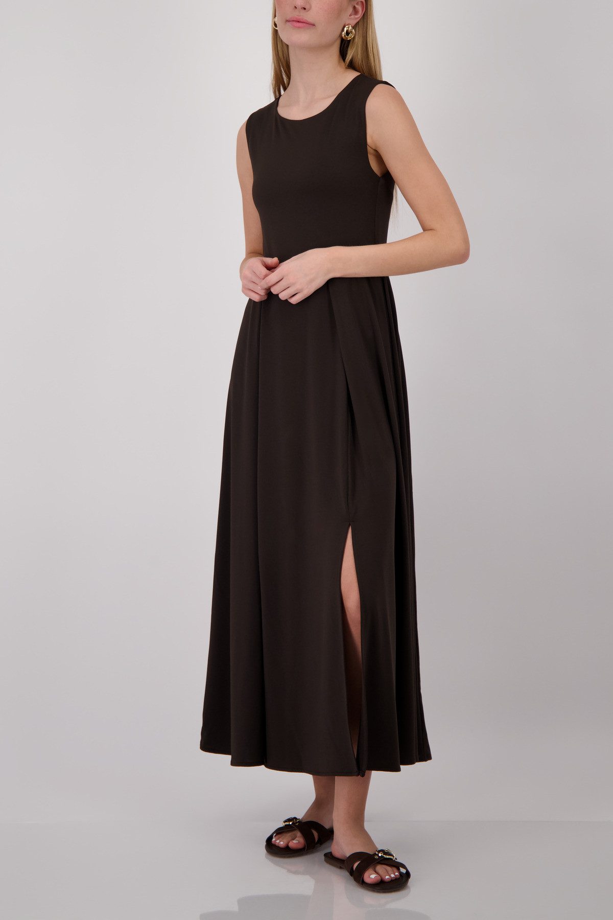 Monari Maxikleid Kleid uni Regular fit mit Schlitzen