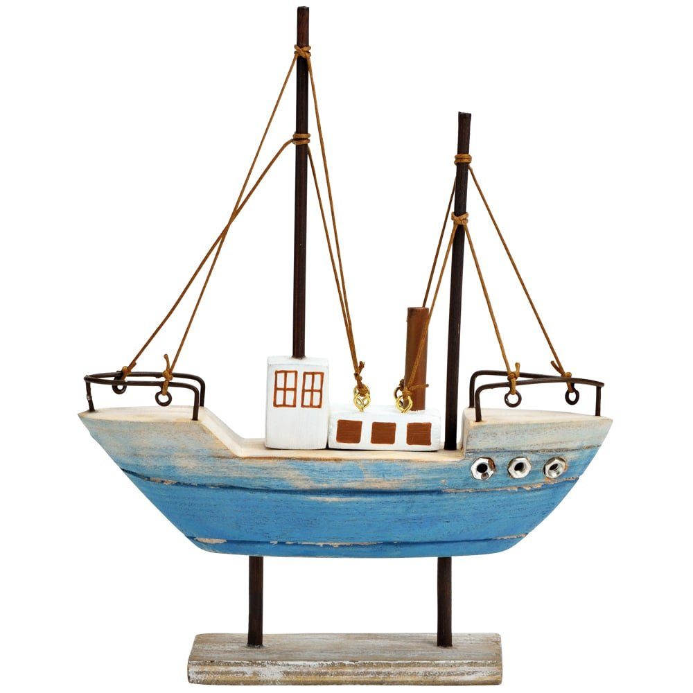 Dekofigur Boot Dekoaufsteller auf Fuß Aufsteller bunt Holz 17x22x4 cm
