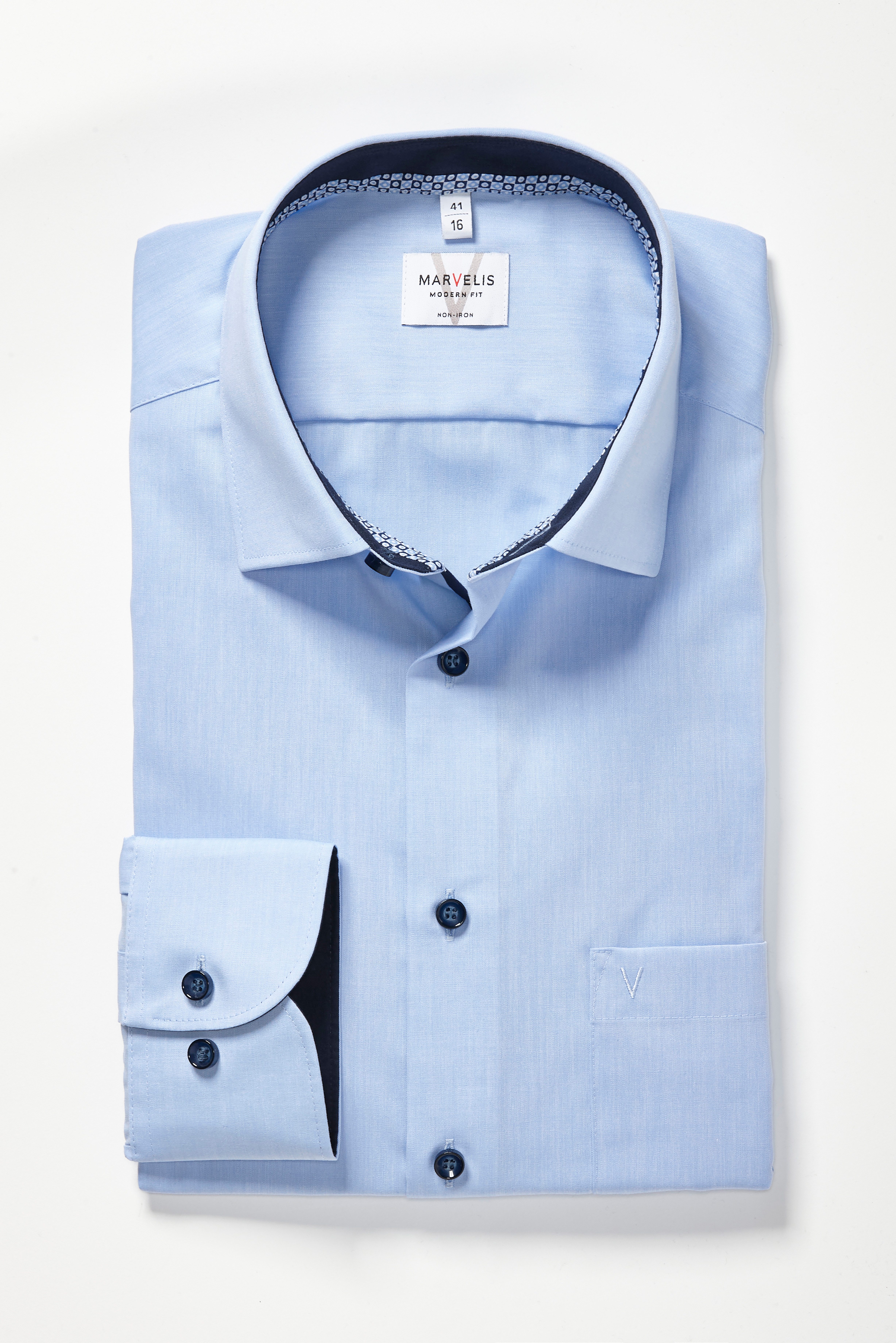 MARVELIS Langarmhemd Businesshemd, New-Kentkragen, comfort fit