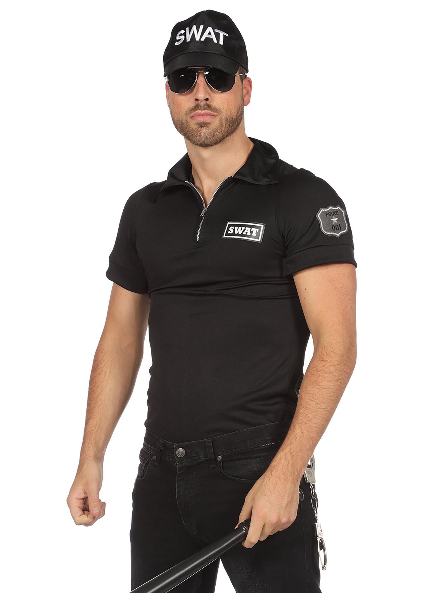 Metamorph Polizei-Kostüm SWAT Shirt für Herren, Hemd im Stil der Polizei-Sondereinheit