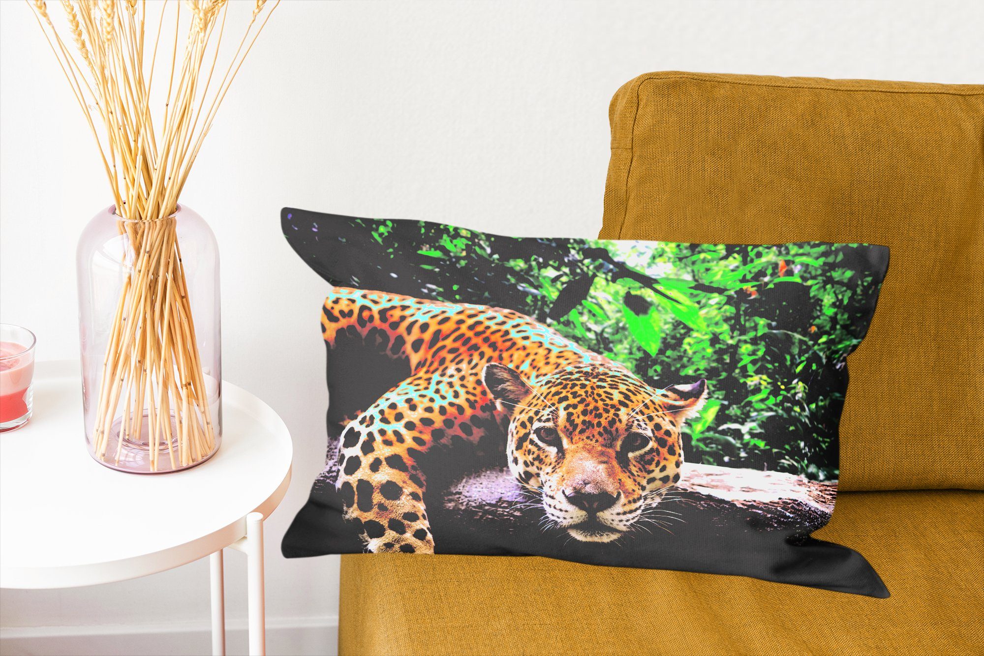 Jaguar MuchoWow Dekoration, Schlafzimmer Wohzimmer mit Dekokissen Dekokissen Füllung, ruht, Zierkissen,