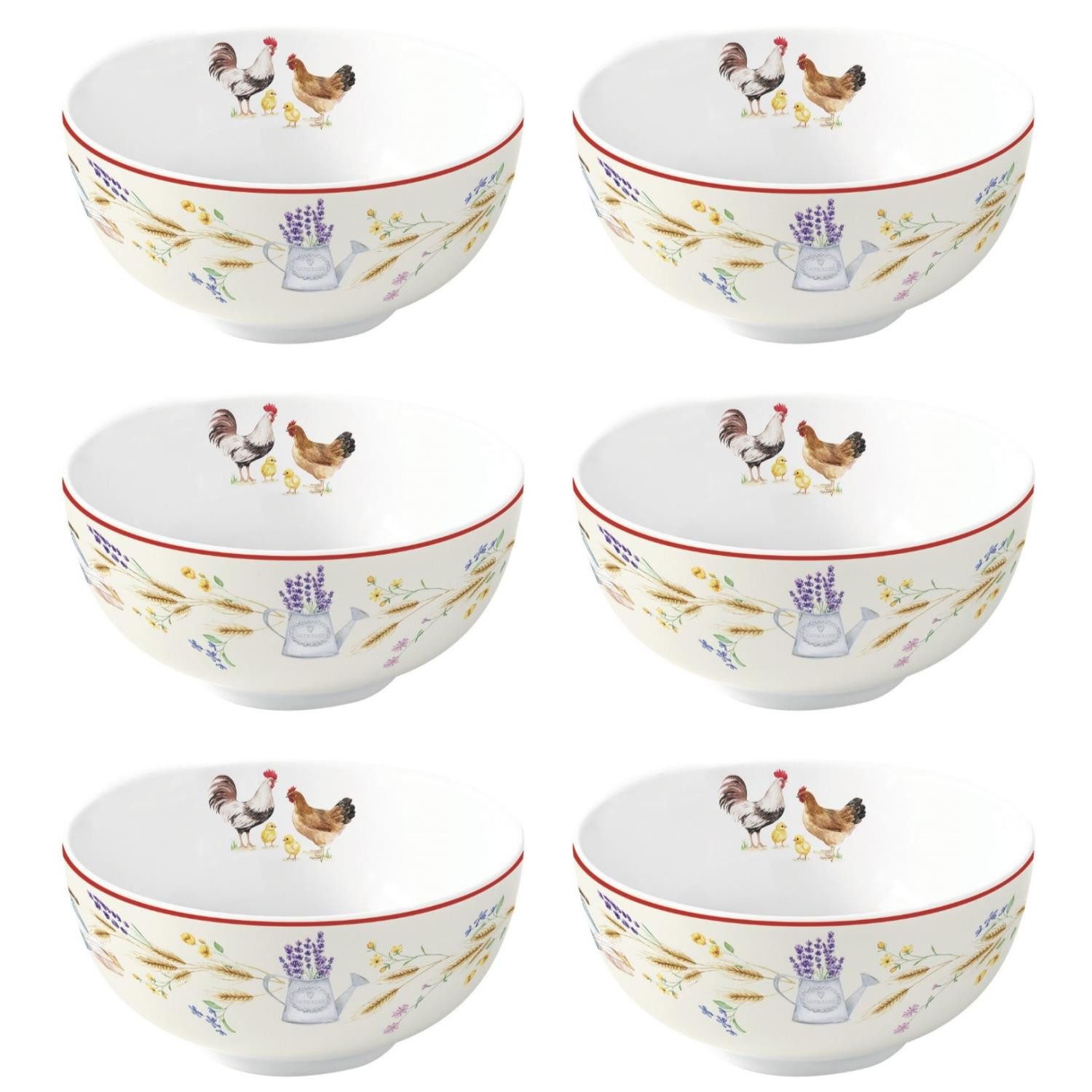 EasyLife Dessertschale Country Life, Porzellan, Spülmaschinengeeignet, Mehrfarbig, Hühner, H: 5.5cm