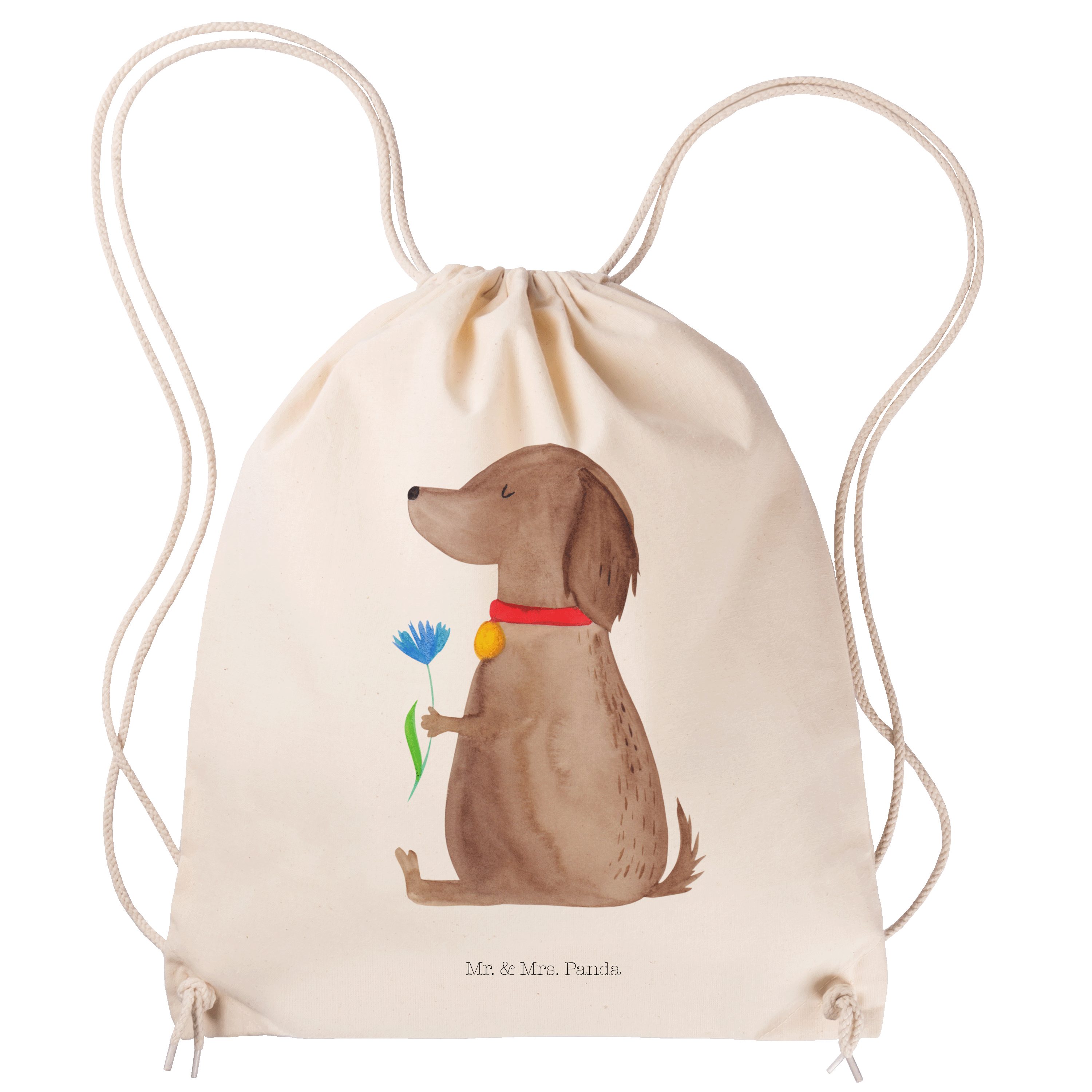 Sporttasche Hund Blume, Turnbeutel, Transparent, Stoffbeutel, Sprüche, Jutebeutel