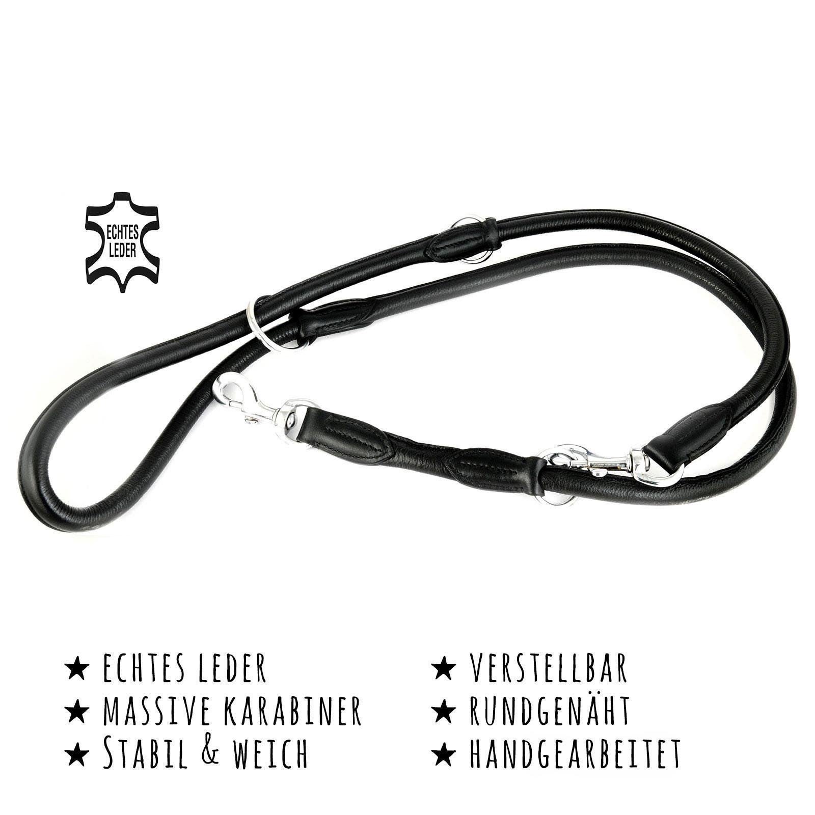 Monkimau Hundeleine Verstellbare Führleine aus echt Leder, Leder (Packung)