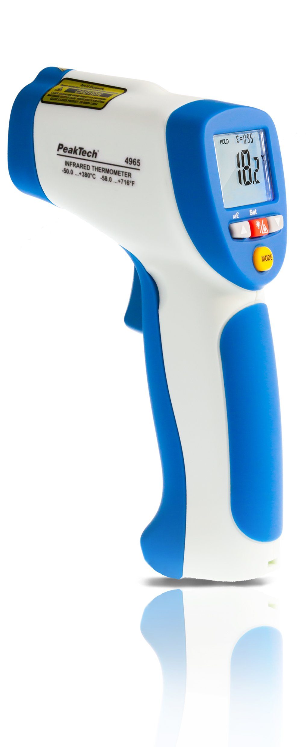 Thermodetektor PeakTech P 4965: IR-Thermometer ~ -50 ... +380°C ~ 12:1, Ziellaser