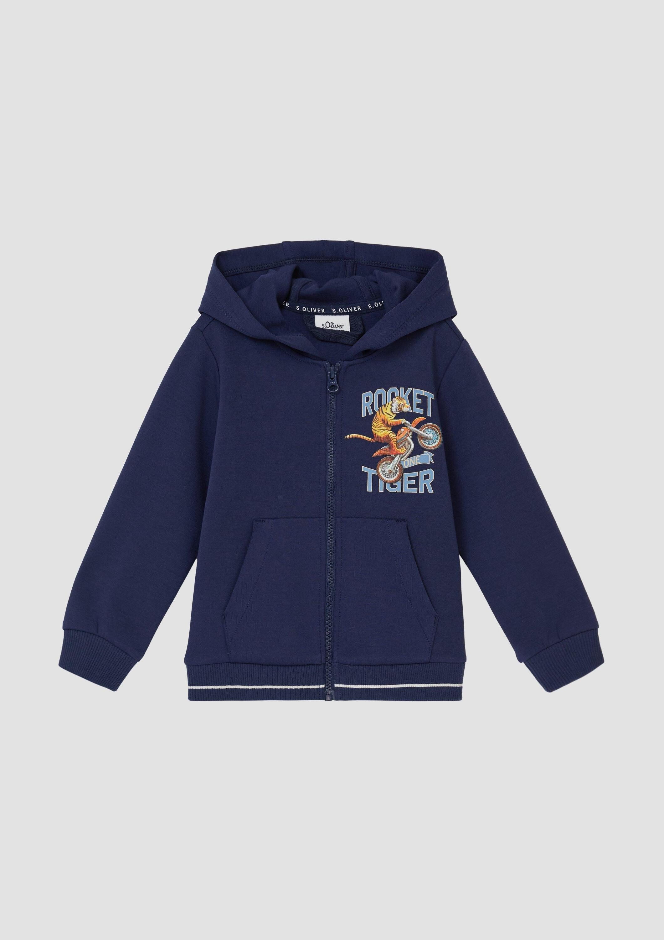 s.Oliver Sweatshirt Sweatshirt Jacke Sweatjacke aus Interlockjersey mit Frontprint