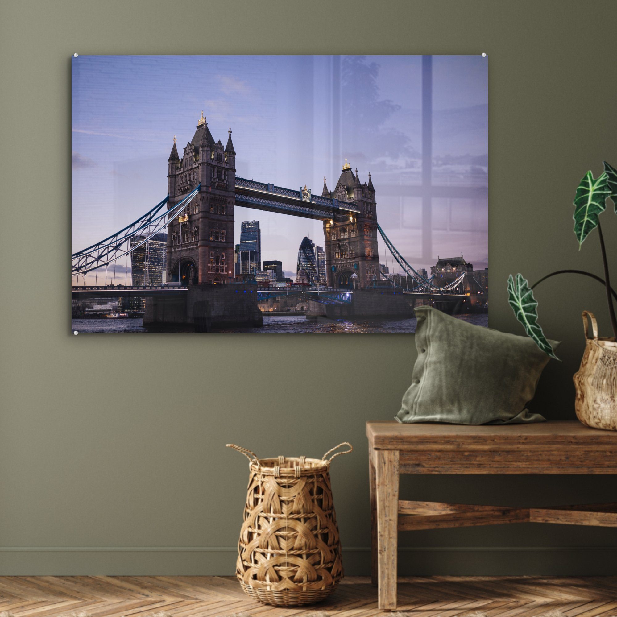 Tower Bridge, Acrylglasbilder - MuchoWow & St), Schlafzimmer Wohnzimmer (1 London Acrylglasbild