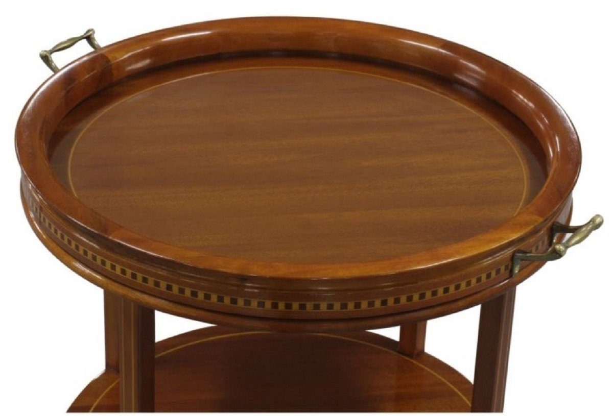 Casa Padrino Beistelltisch Luxus H. Beistelltisch abnehmbarem Tisch x Tablett Braun cm - mit Glasplatte 47 Runder 54 x 80 und