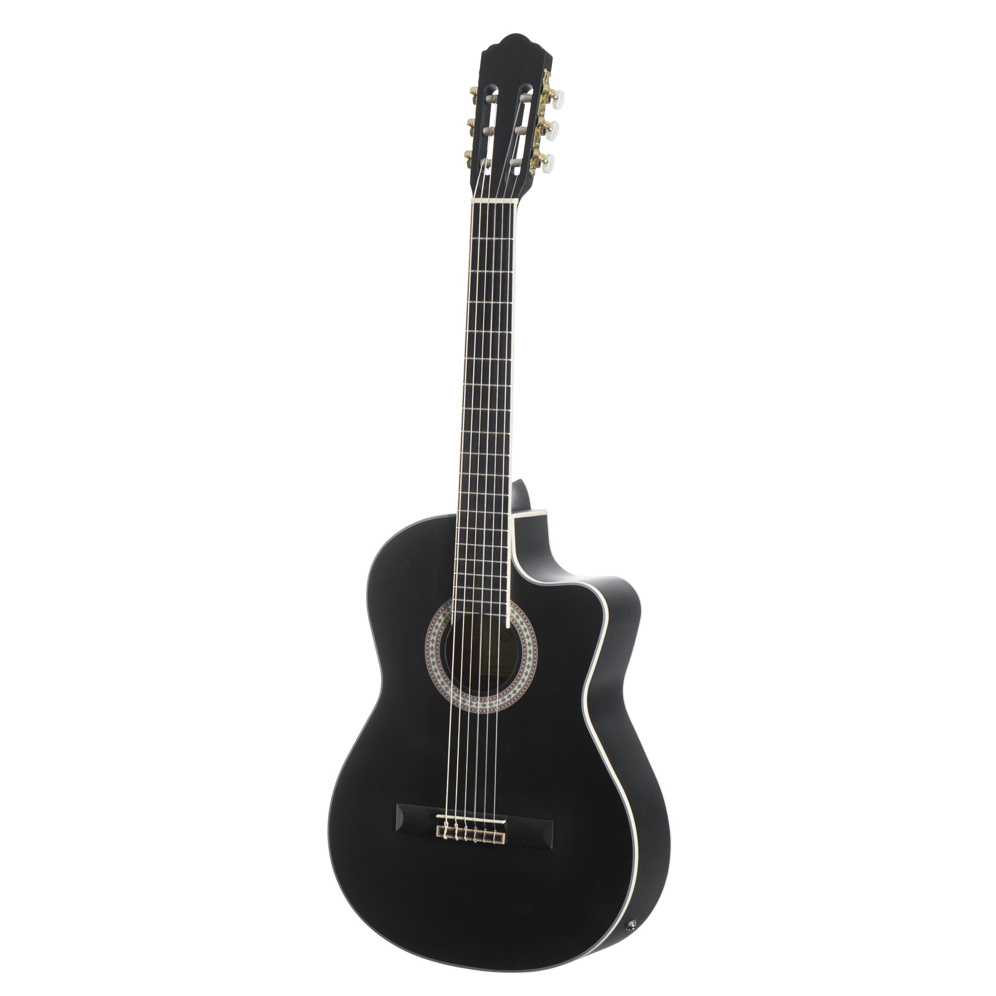 Almeria Konzertgitarre, CC 36 EQ Classic BK 4/4 Konzertgitarre Schwarz Mit Tonabnehmer Cutaway Fichtendecke Sapele Boden und Zargen Mattes Finish 19 Bünde Ideal für Anfänger, Konzertgitarren, 4/4 Konzertgitarren, CC 36 EQ Classic BK 4/4, Konzertgitarre, Tonabnehmer, Cutaway