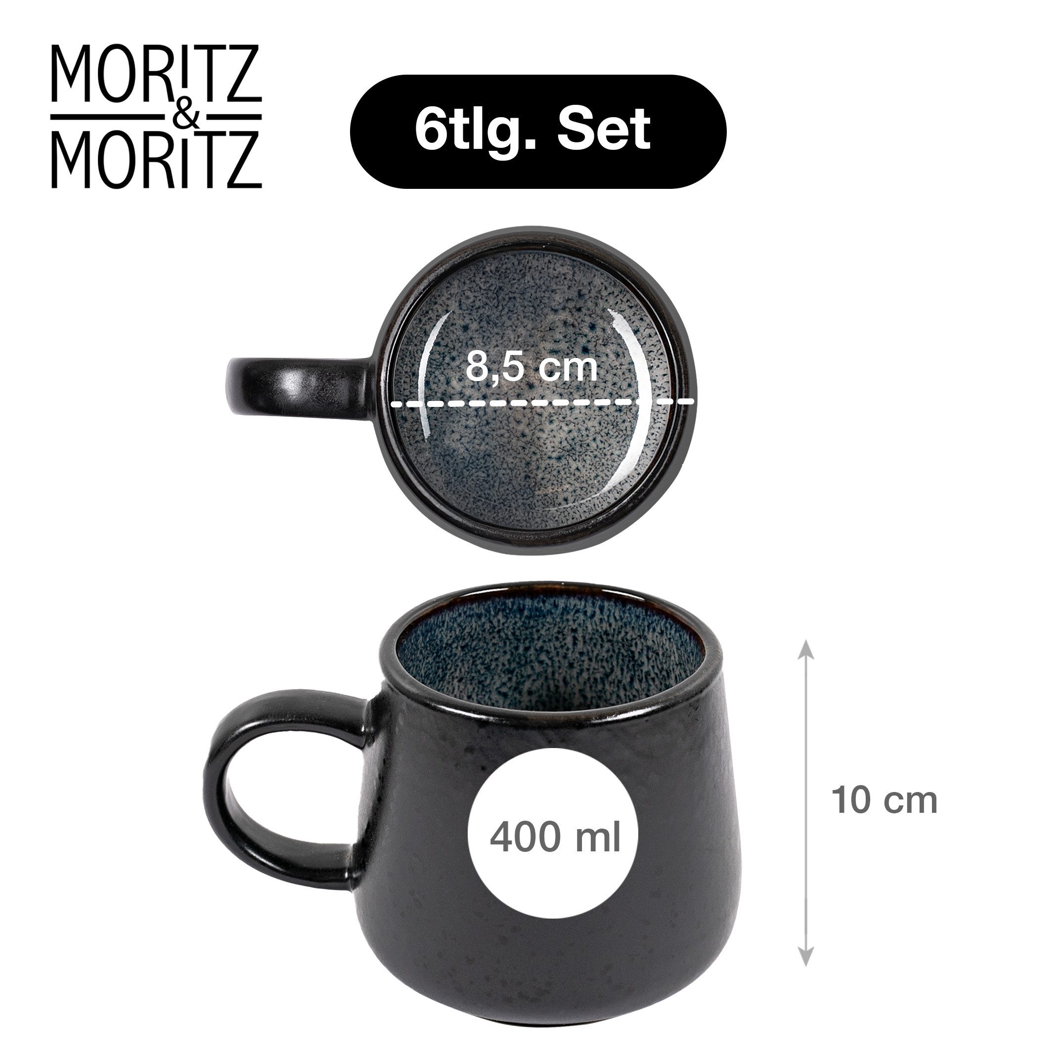 Moritz & Moritz Tasse SOLID Kaffeebecher 6er - Anthrazit, 6-tlg., Steinzeug, aus Steinzeug