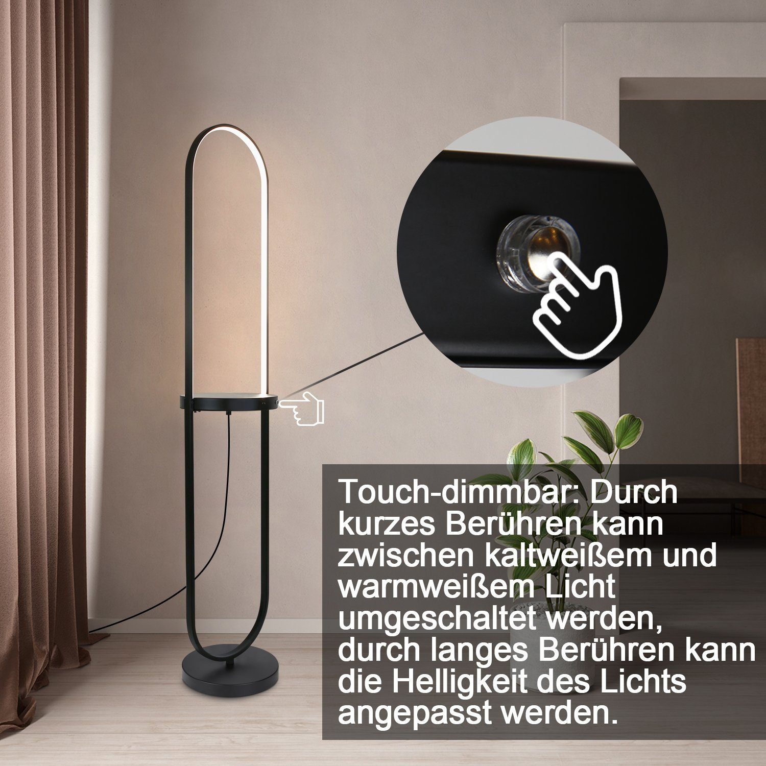 integriert, Design Ohne Dimmbar fest wireless Standleuchte Ladenfunktion Ladenfunktion, Stehlampe wireless LED Tageslichtweiß, Ohne LED ZMH Modern mit Regal,