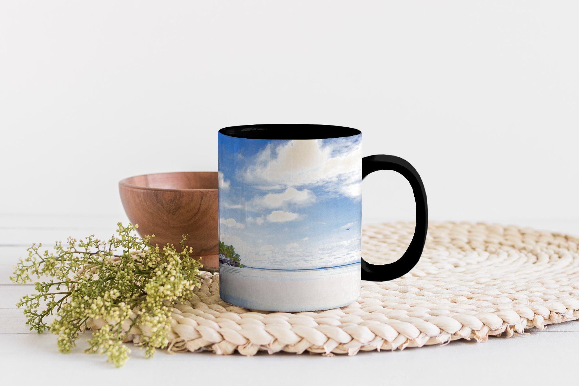 MuchoWow Meer Keramik, Geschenk - Farbwechsel, Palmen, Kaffeetassen, - Sonne Zaubertasse, Tasse Teetasse,
