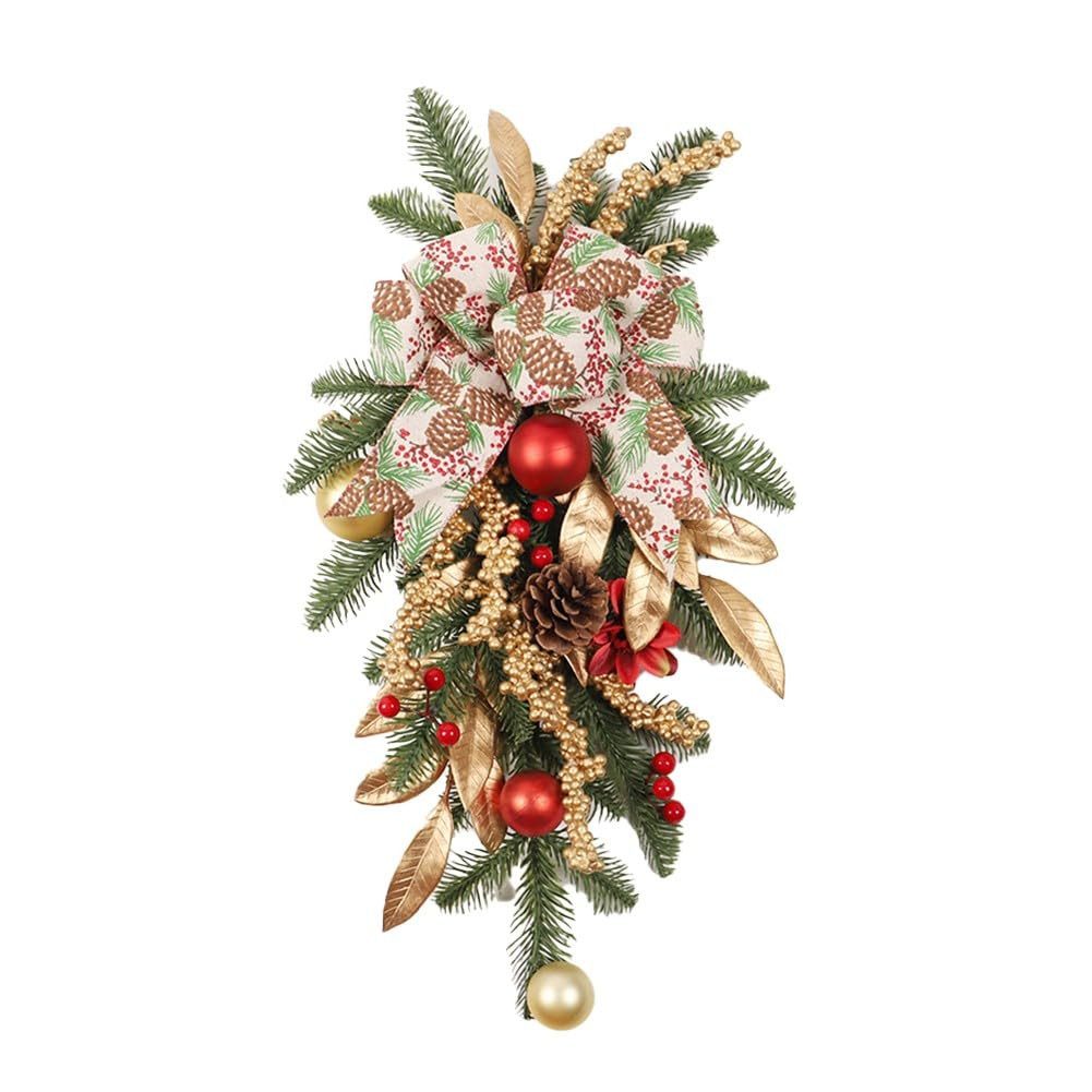 Kunstkranz Weihnachten Realistischer künstlicher Weihnachts-Türkranz 55cm, Bomiclss, Weihnachtskranz mit Tannenzapfen
