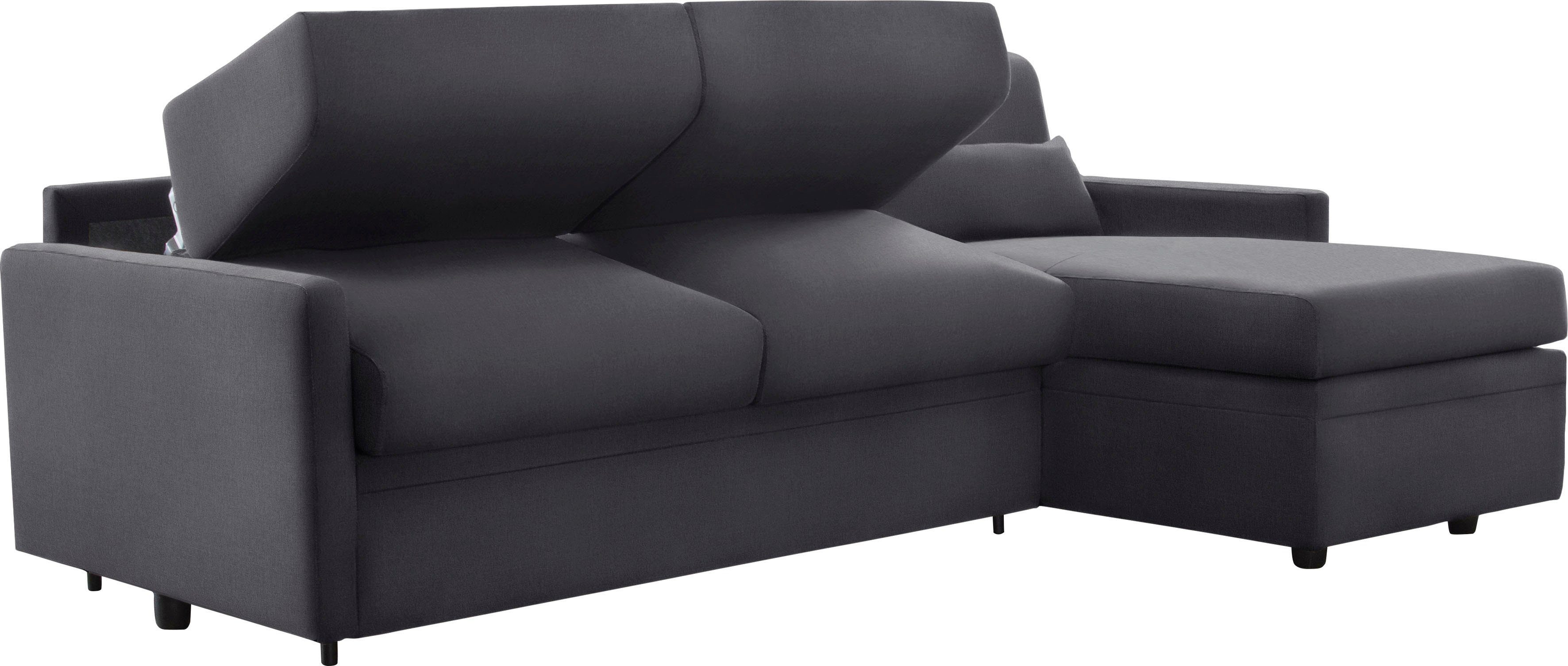 Nias Italia Matratze Ecksofa mit Metallgestell, Liegefläche schwarz und Bettfunktion, cm 140/208 Avellino