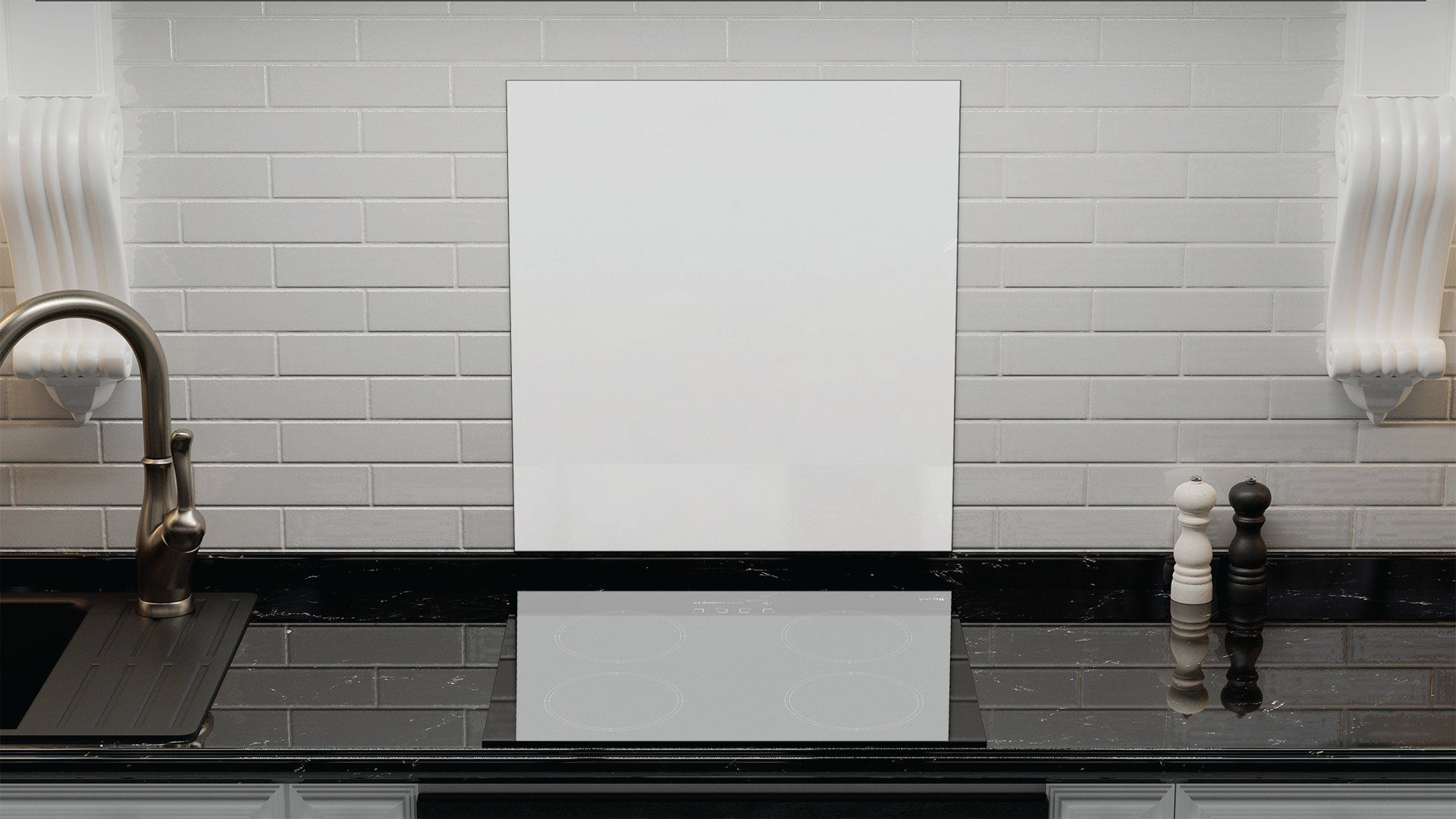 Küchenrückwand ALLboards ALLboards aus Spritzschutz Küchenrückwand Echtglas 60x65cm aus Weiß Glas