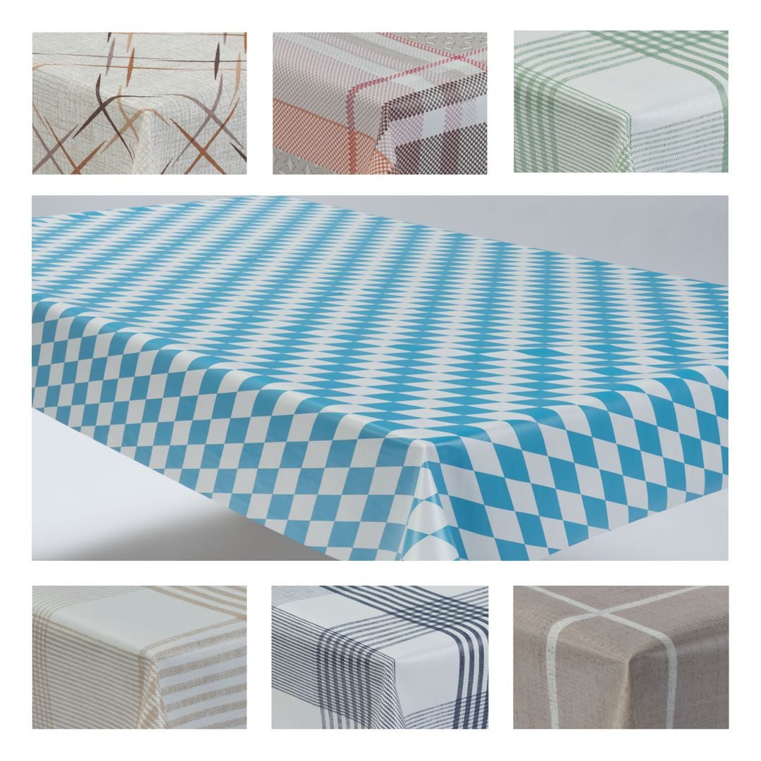laro Tischdecke Wachstuchtischdecke Linea Grid PVC Eckig