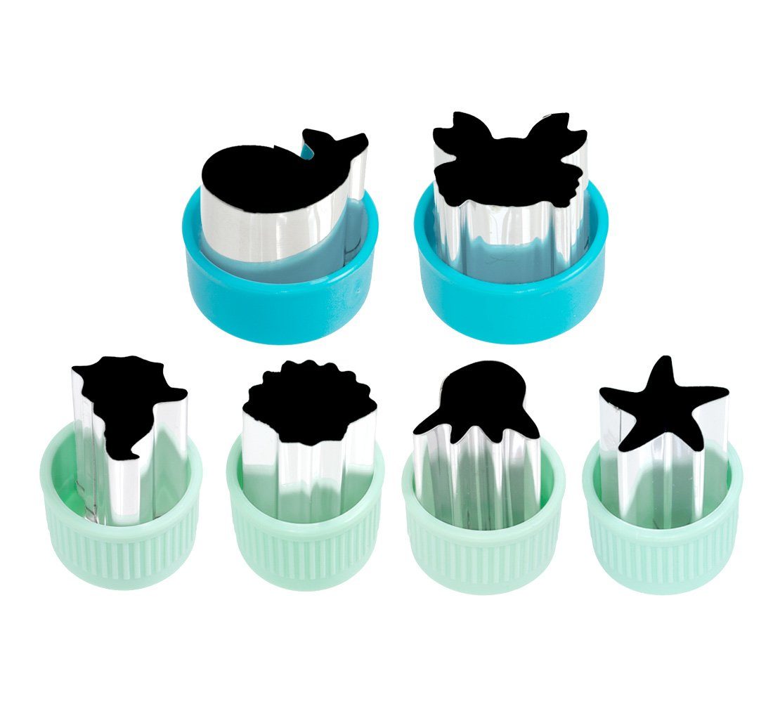 LEKKABOX Ausstechform 6er Set Gemüse Obst Mini Edelstahl Ausstecher klein Anti-Rutsch Griff, Hervorragend zum Ausstechen von Käse, Obst, Gemüse & Co.