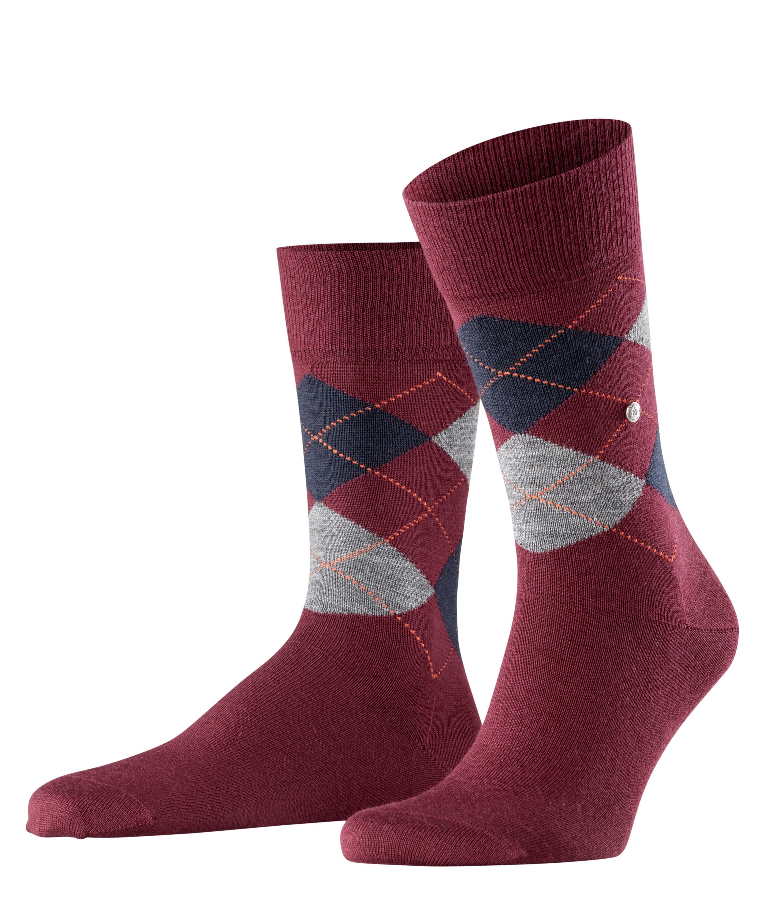 Burlington Socken Bordeaux Rot mit Argyle-Muster günstig online kaufen