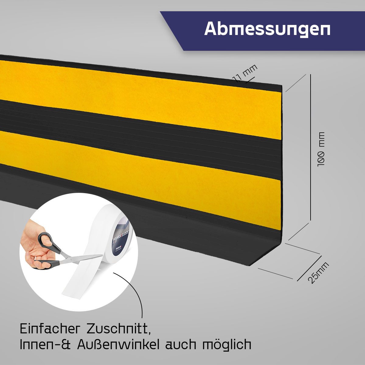 HOLZBRINK Sockelleiste HOLZBRINK selbstklebend PVC 100x25mm, 1 m, L: 100 cm, 1m Rolle, Küchenleiste Abschlussleiste für Badezimmer Farbe: Schwarz – Bild 4 von 5