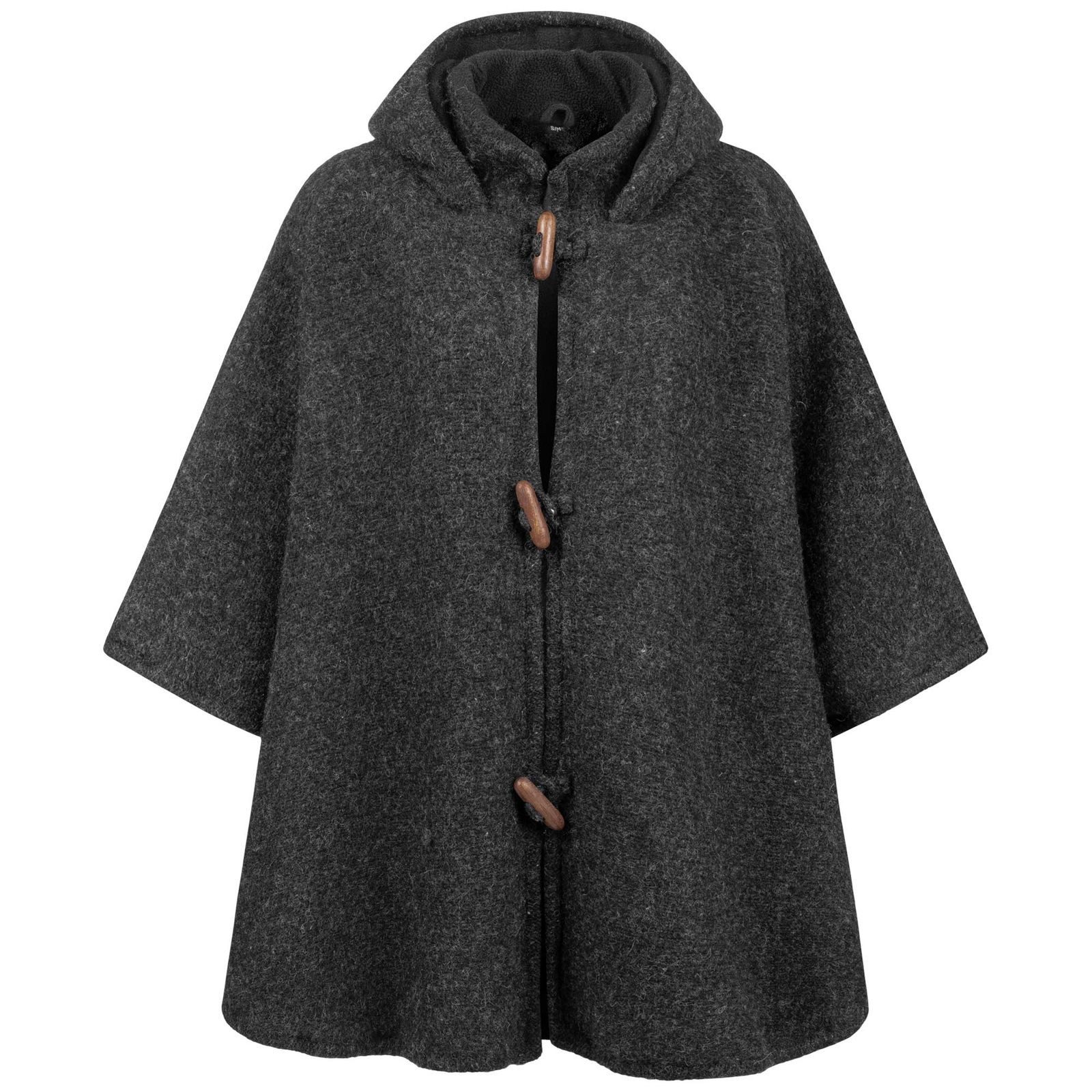 KUNST UND MAGIE Strickcape Strick Poncho+Kapuze Umhang Cape Strickjacke Wolle Jacke Winter Mantel