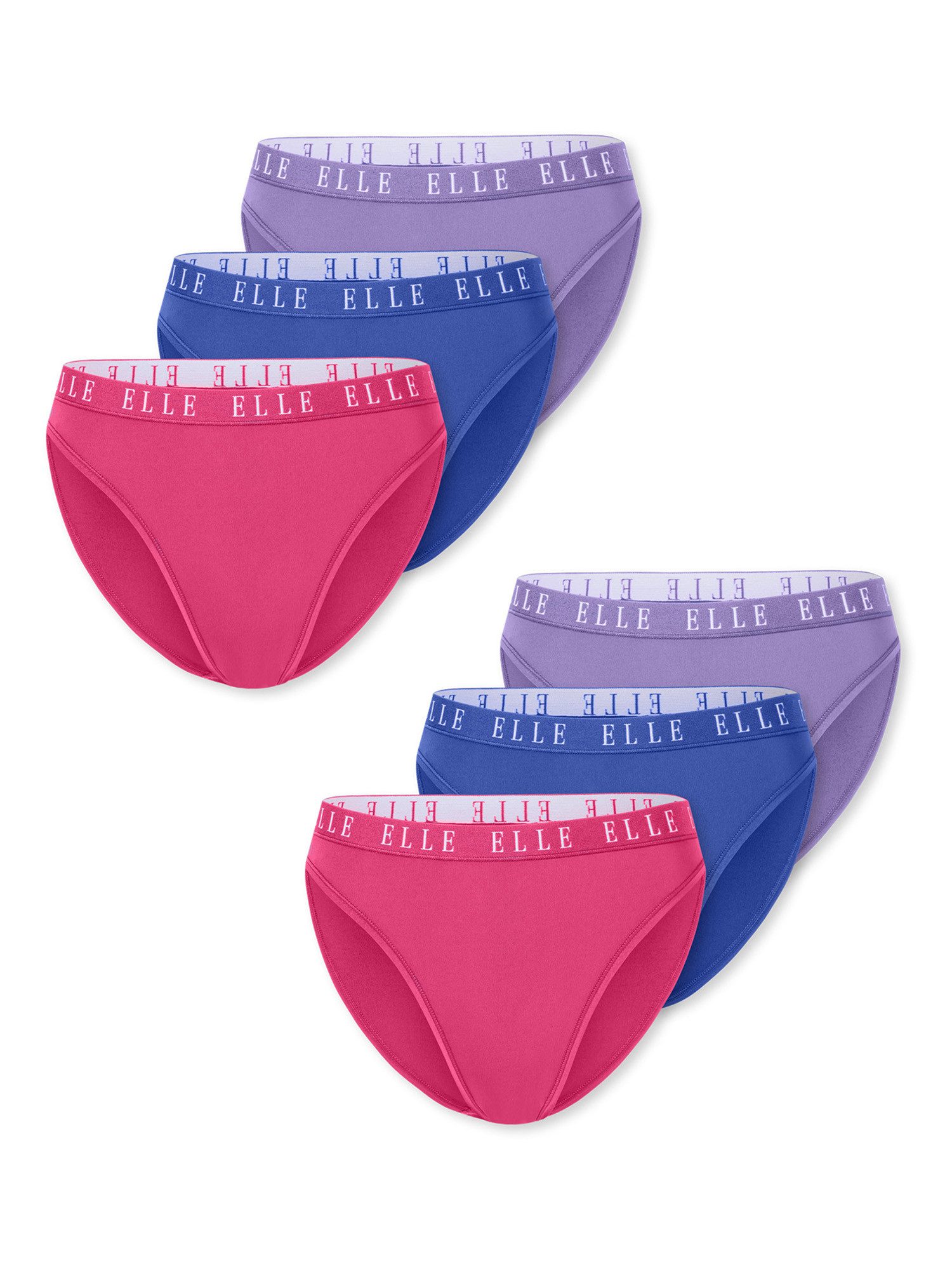 Lilac, royal blue, hot pink