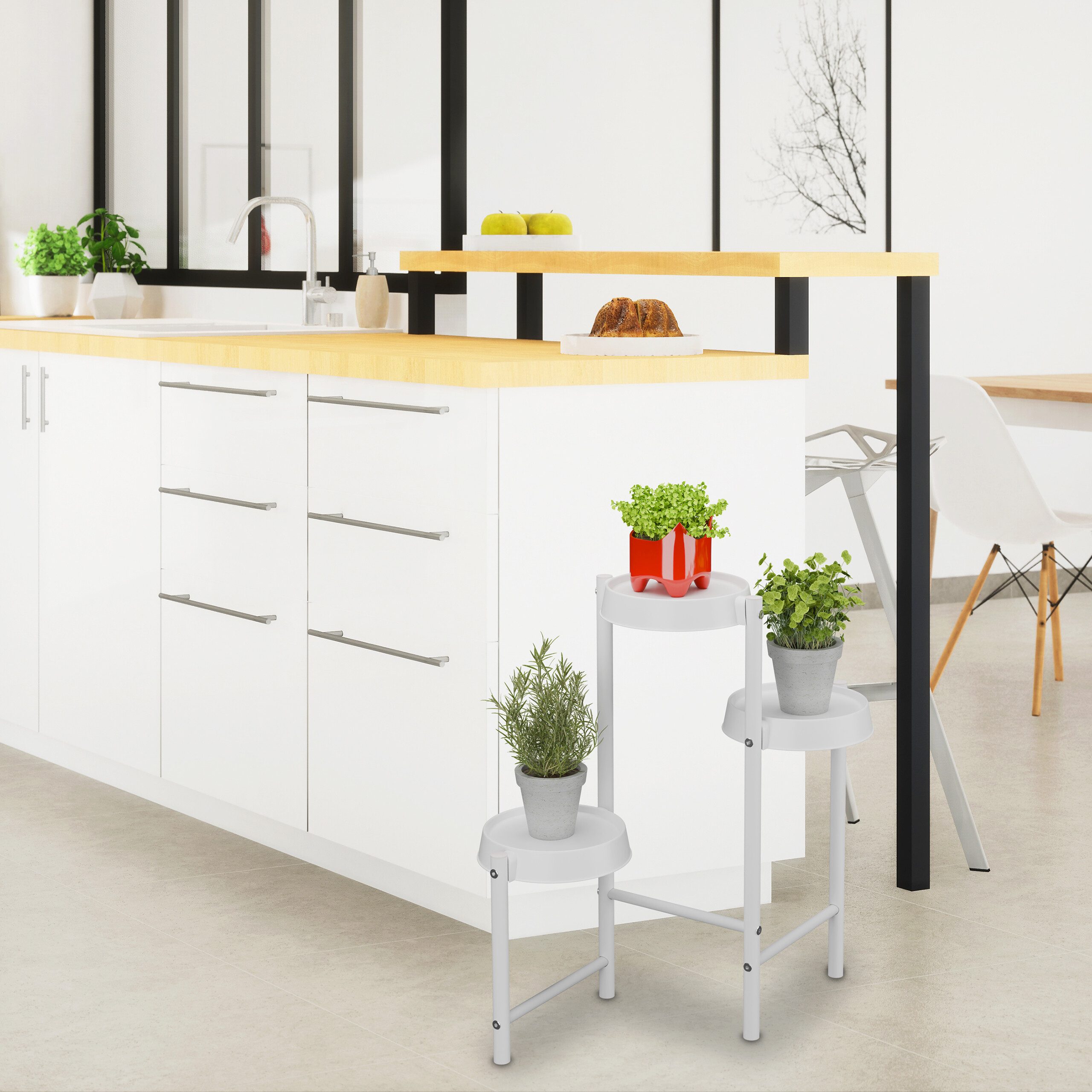 relaxdays Blumenständer Pflanzenständer Metall & Kunststoff, günstig online kaufen