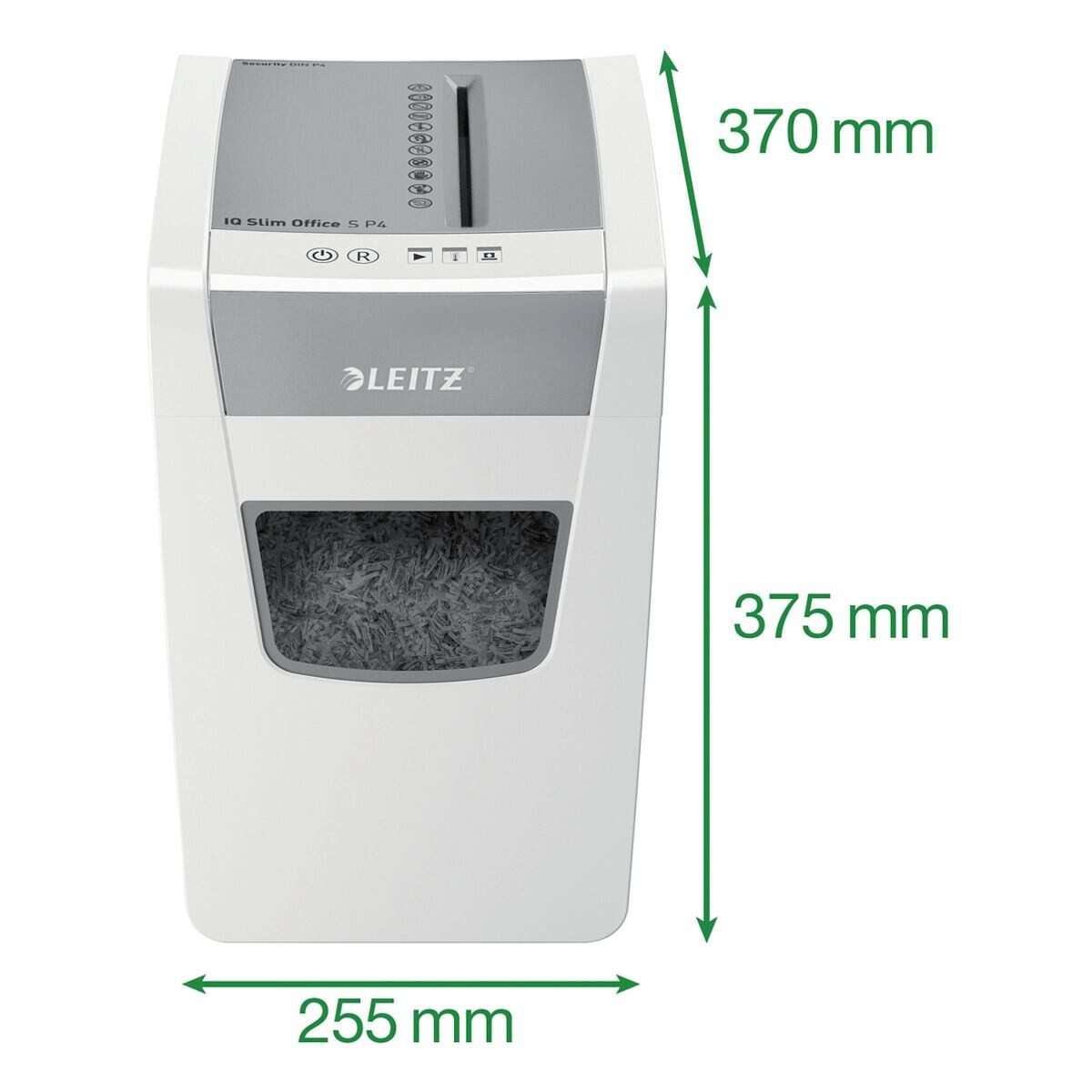 LEITZ Aktenvernichter Slim Office S P4, Partikelschnitt 4x28 mm, bis 12 Blatt, 23 Liter