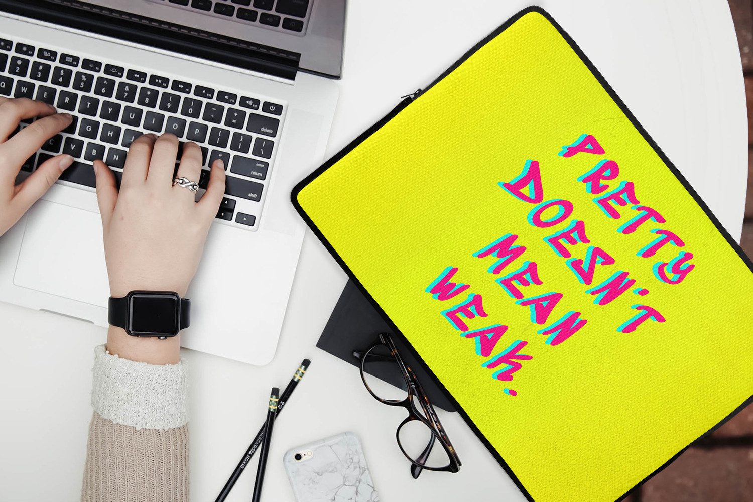 MuchoWow Laptop-Hülle Zitat - Minimalistisch - Farbenfroh 14 Zoll, Schutzhülle für Laptop, Schutz gegen Kratzern, Laptoptasche