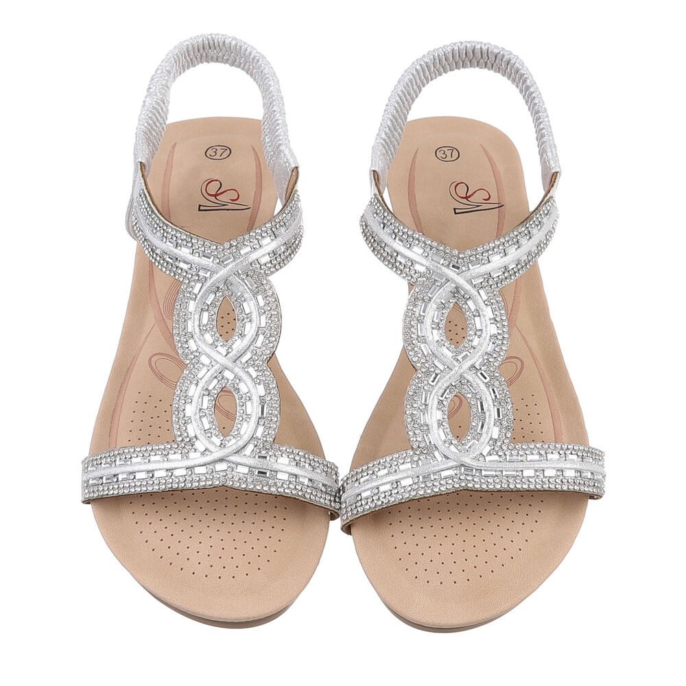 Ital-Design Elegante Wedge-Sandalen mit Komfort- und Stilelementen Keilsandalette (86016644) Keilabsatz/Wedge Keilsandaletten in Silber – Bild 4 von 4