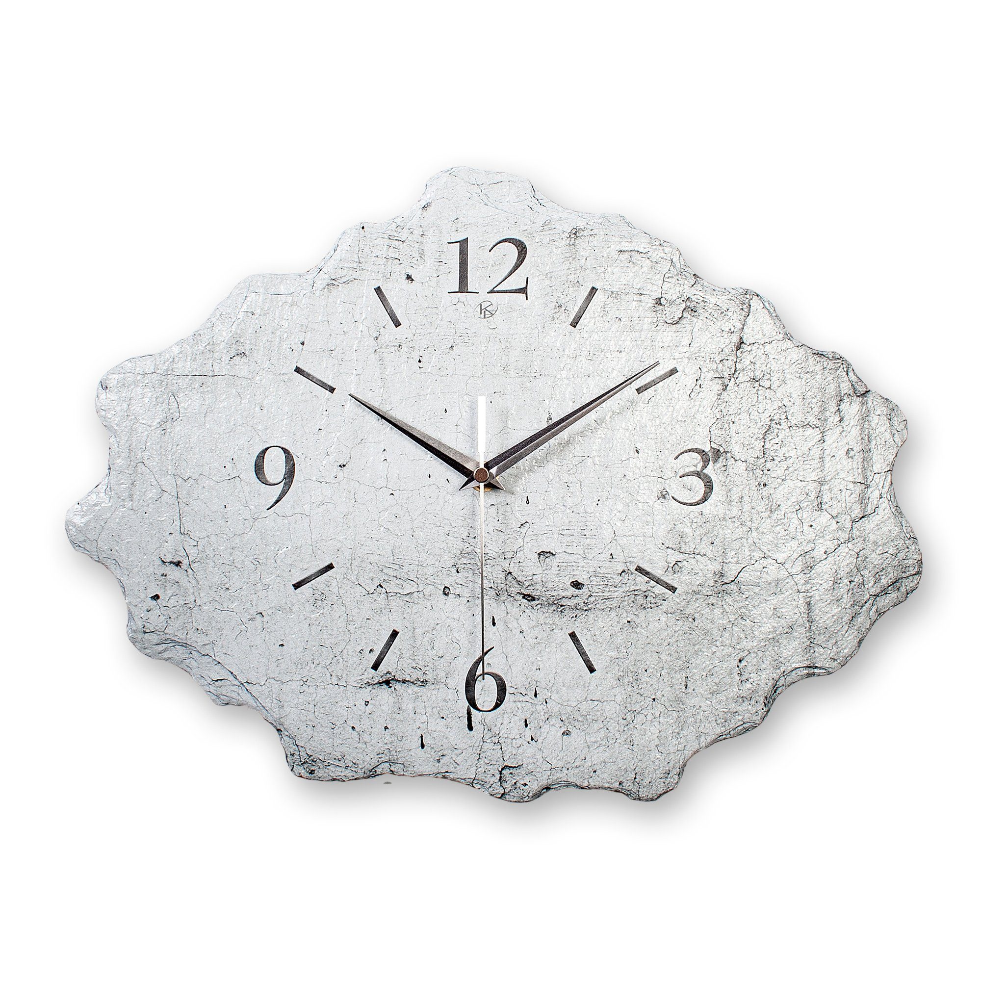 Kreative Feder Funkwanduhr Design-Wanduhr aus oder (Funk- Ticken; „White“ (Beton) modern) elegant, außergewöhnlich, Quarzuhrwerk; Stein ohne