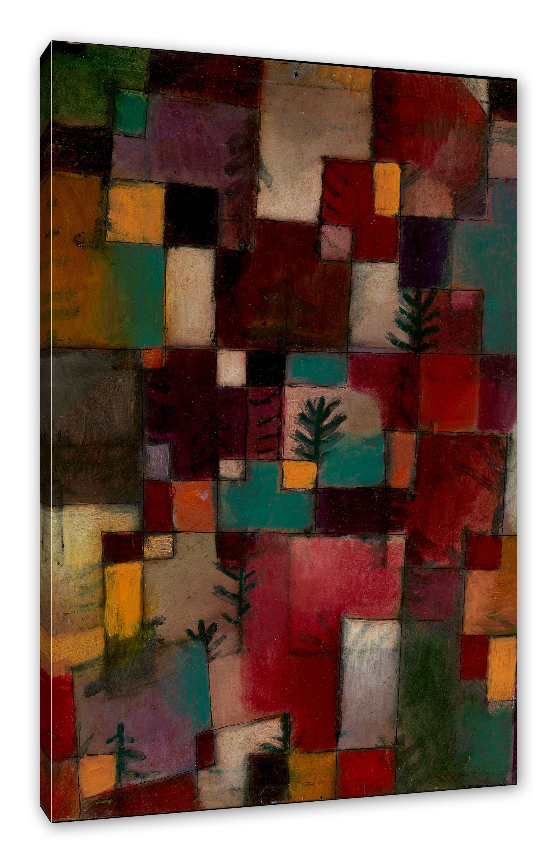 Pixxprint Leinwandbild Paul Klee - Rotgrüne und Violett-gelbe Rhythmen, Paul Klee - Rotgrüne und Violett-gelbe Rhythmen (1 St), Leinwandbild fertig bespannt, inkl. Zackenaufhänger